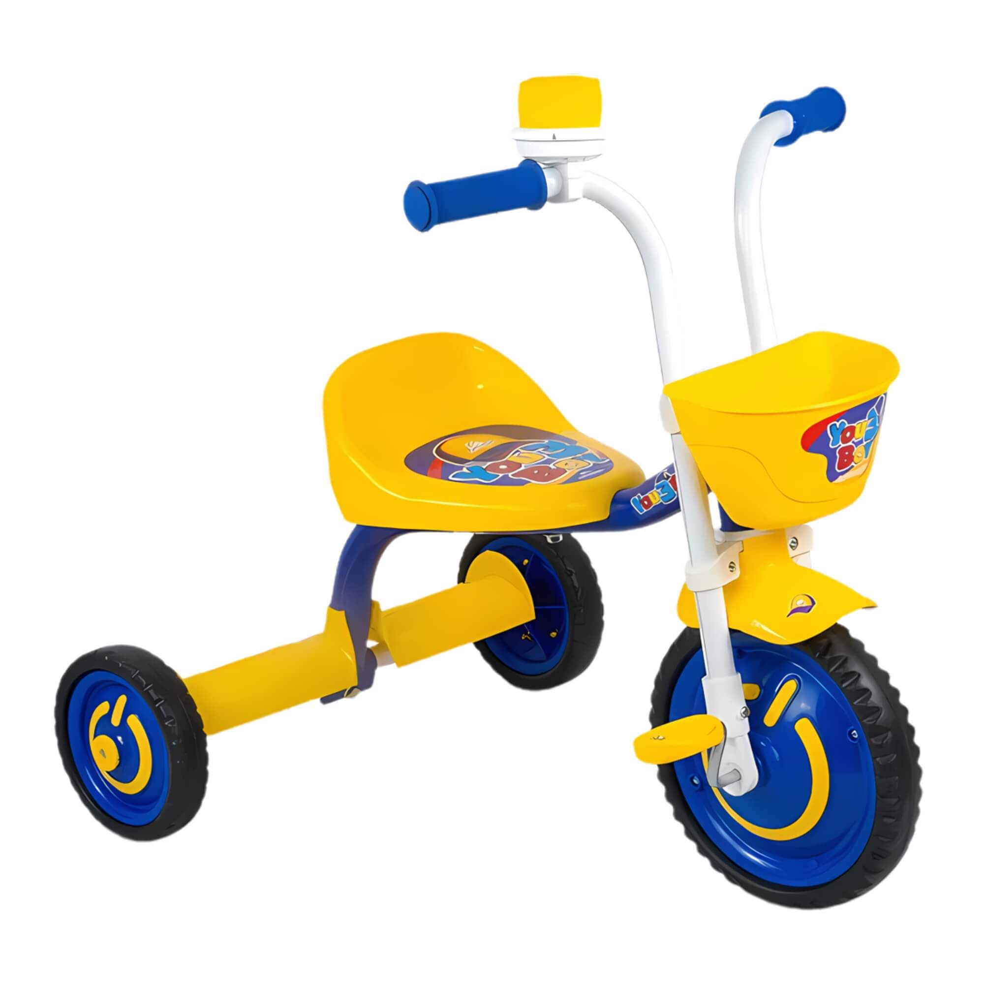 Triciclo Infantil com Cestinha Buzina Fon-fon Azul e Amarelo You 3 Boy Nathor - 100510160015