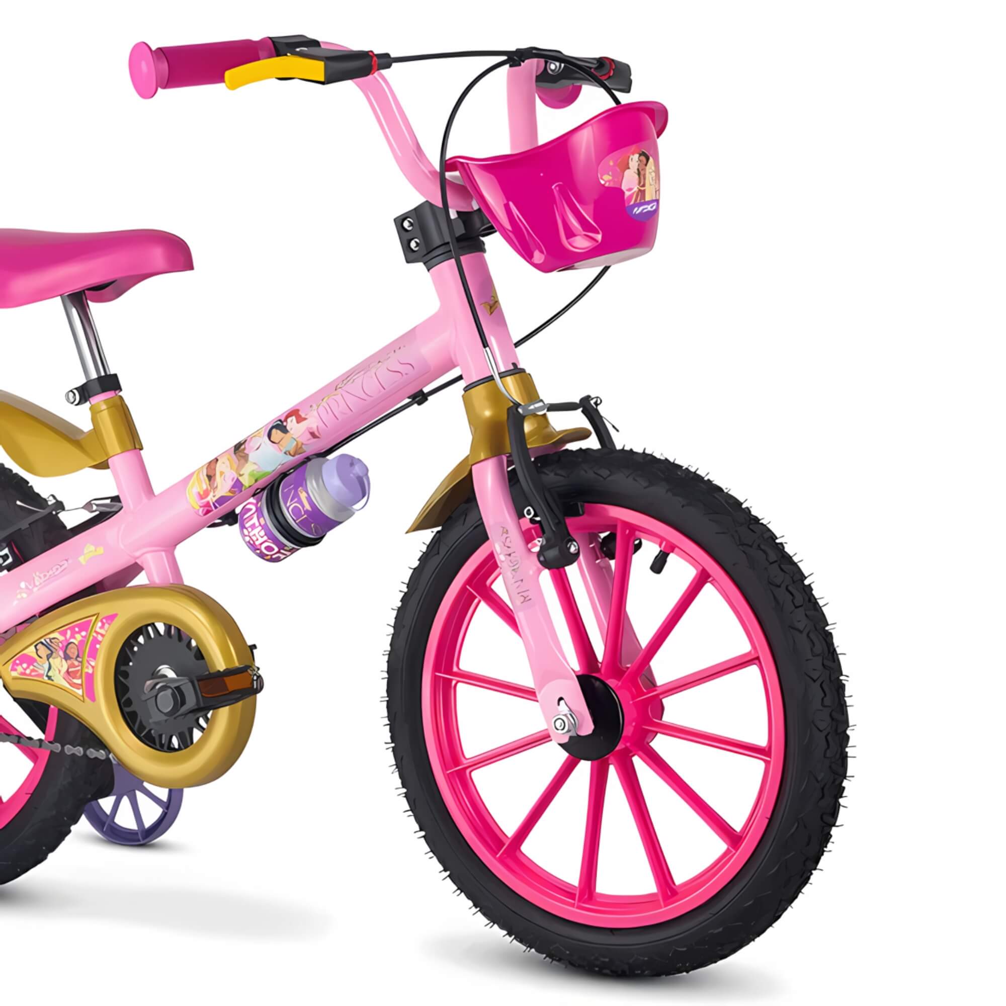 Bicicleta Infantil Aro 16" com Rodinhas Princesas Disney Nathor - 101250160000