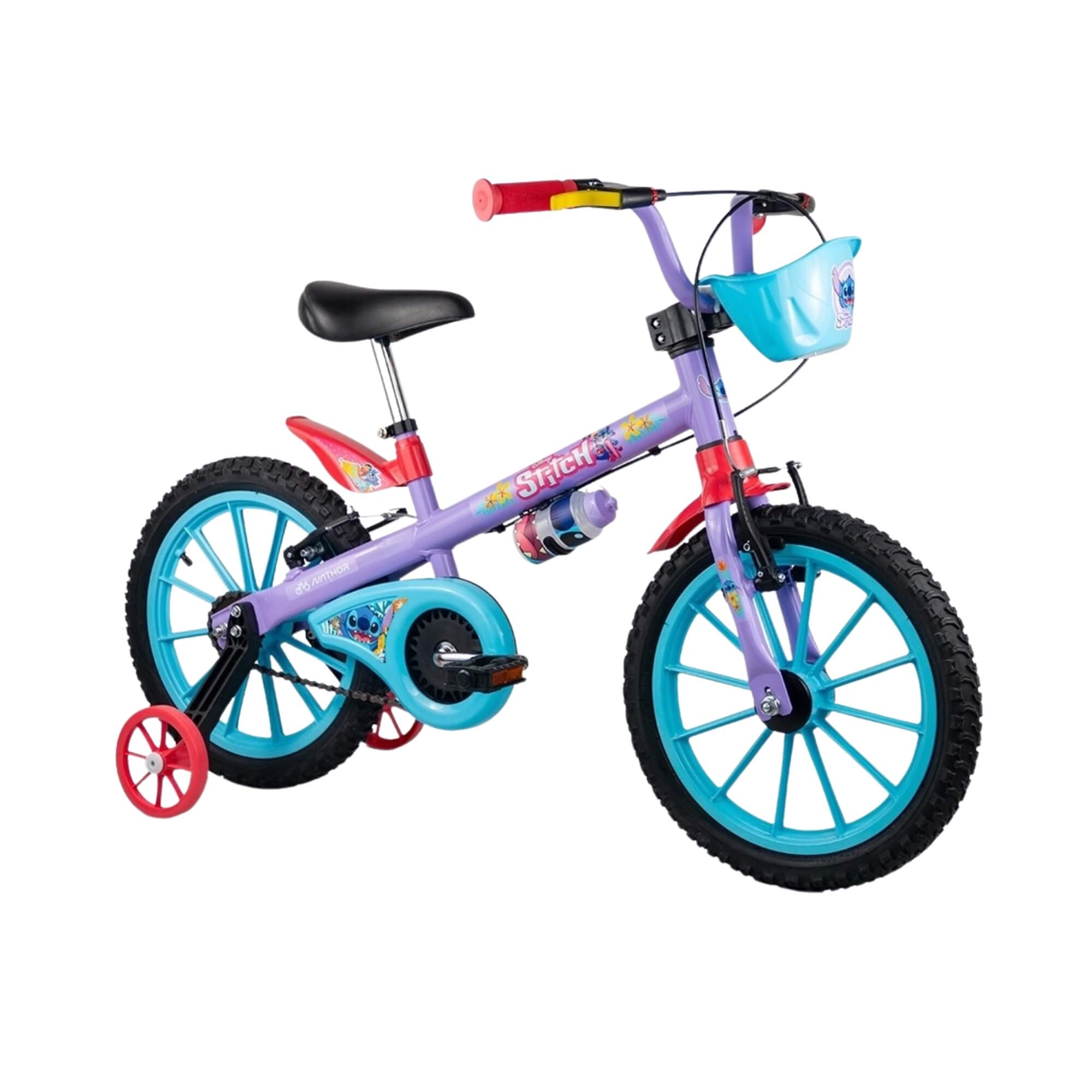 Bicicleta Infantil Stitch Aro 16" com Rodinhas Cestinha Garrafinha Nathor - 101250160006