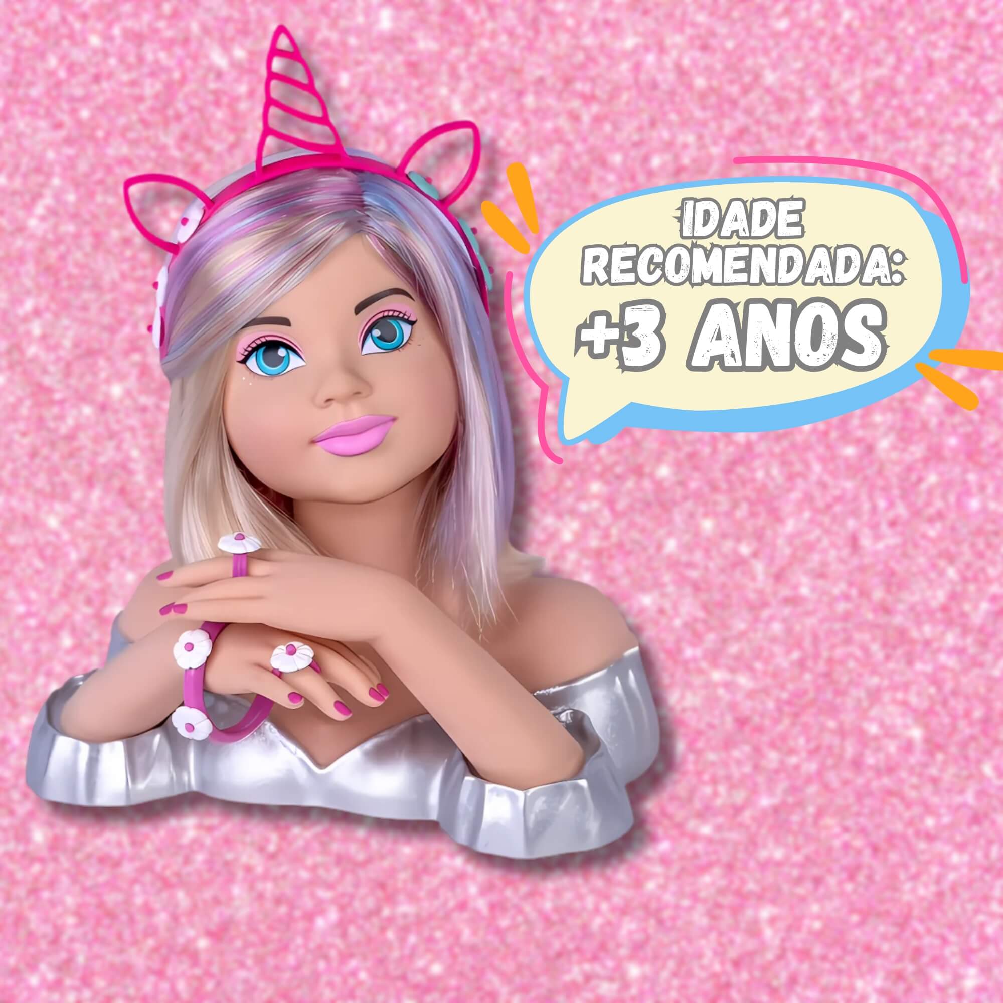 Boneca Infantil Busto Charmosa Rainbow Loira Cotiplás - 2578