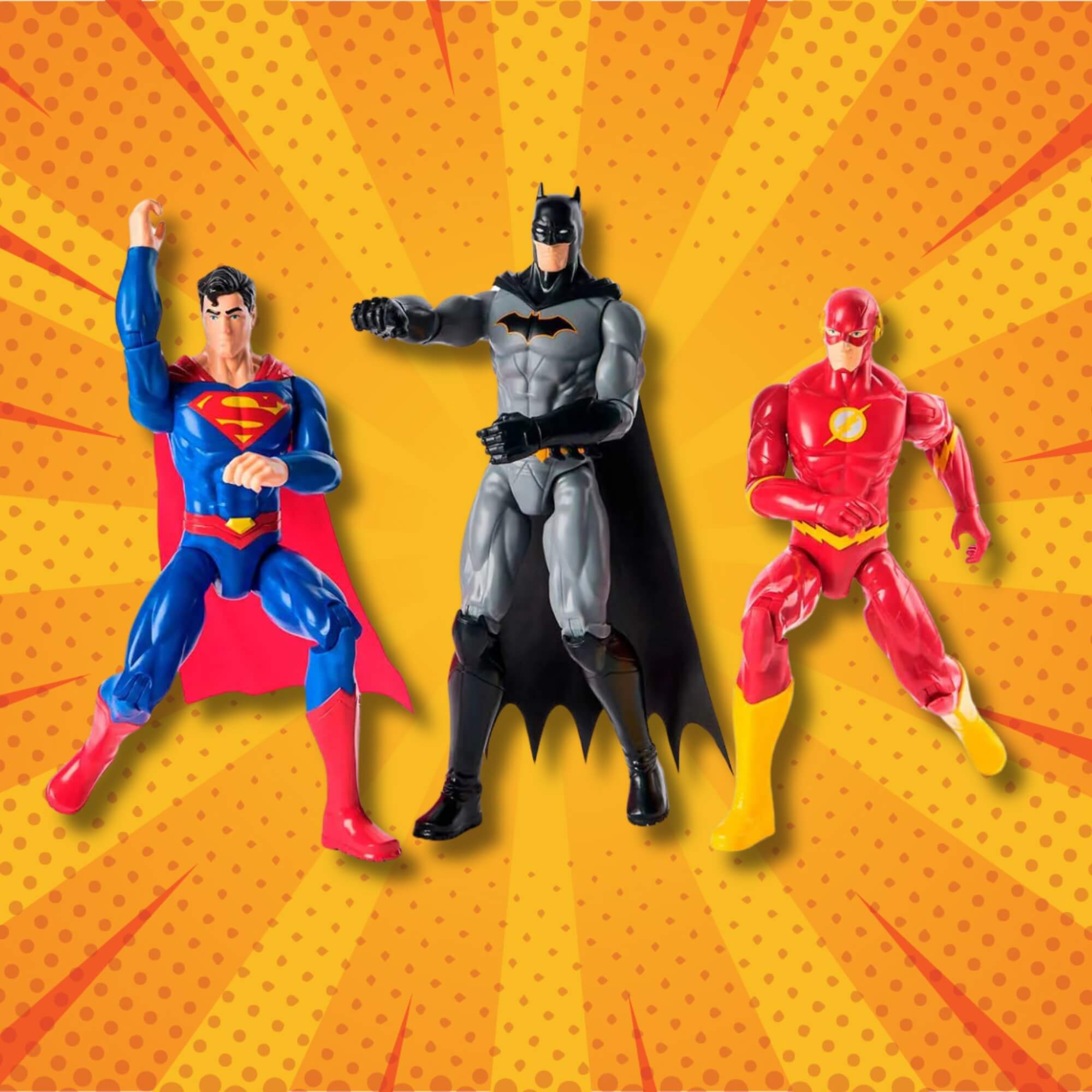 Bonecos Superman, Batman e Flash de 30cm DC Sunny - 004183