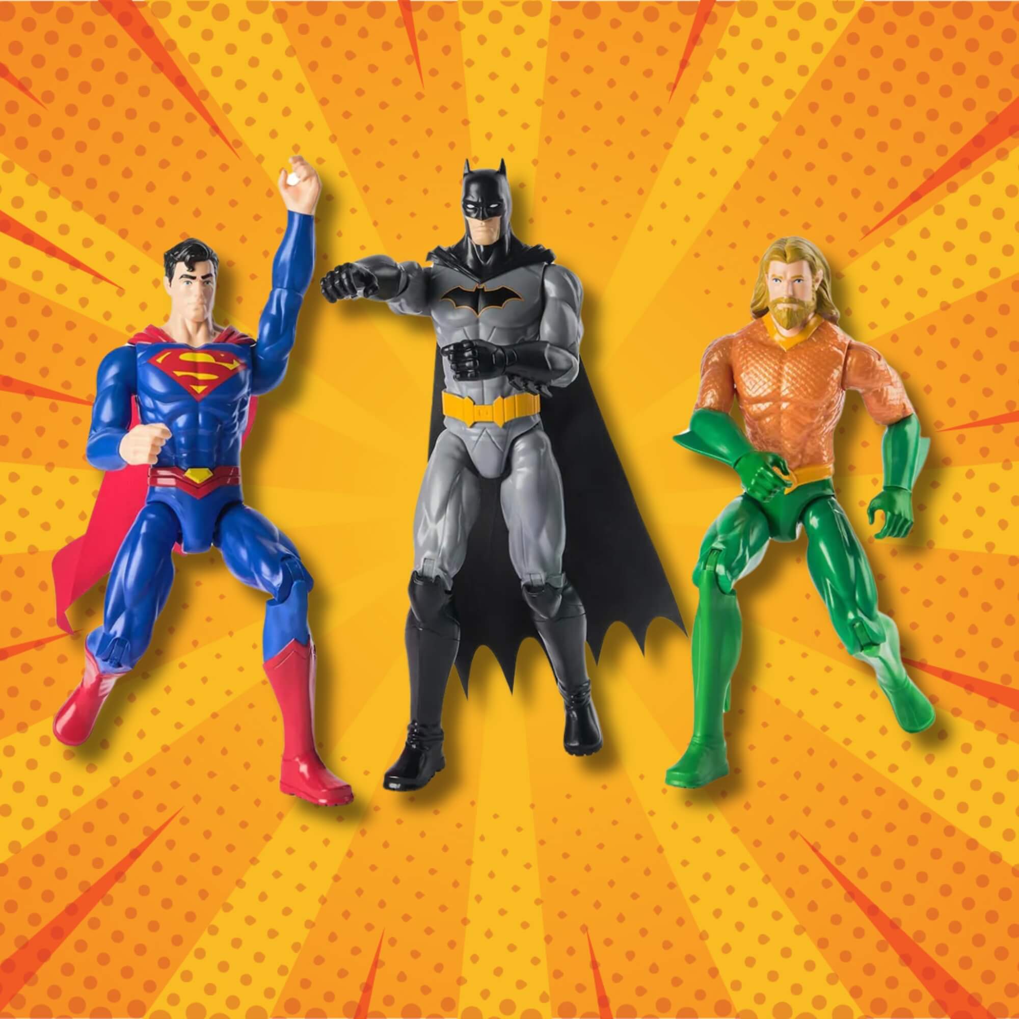 Bonecos Superman, Batman e Aquaman de 30cm DC Sunny - 004184