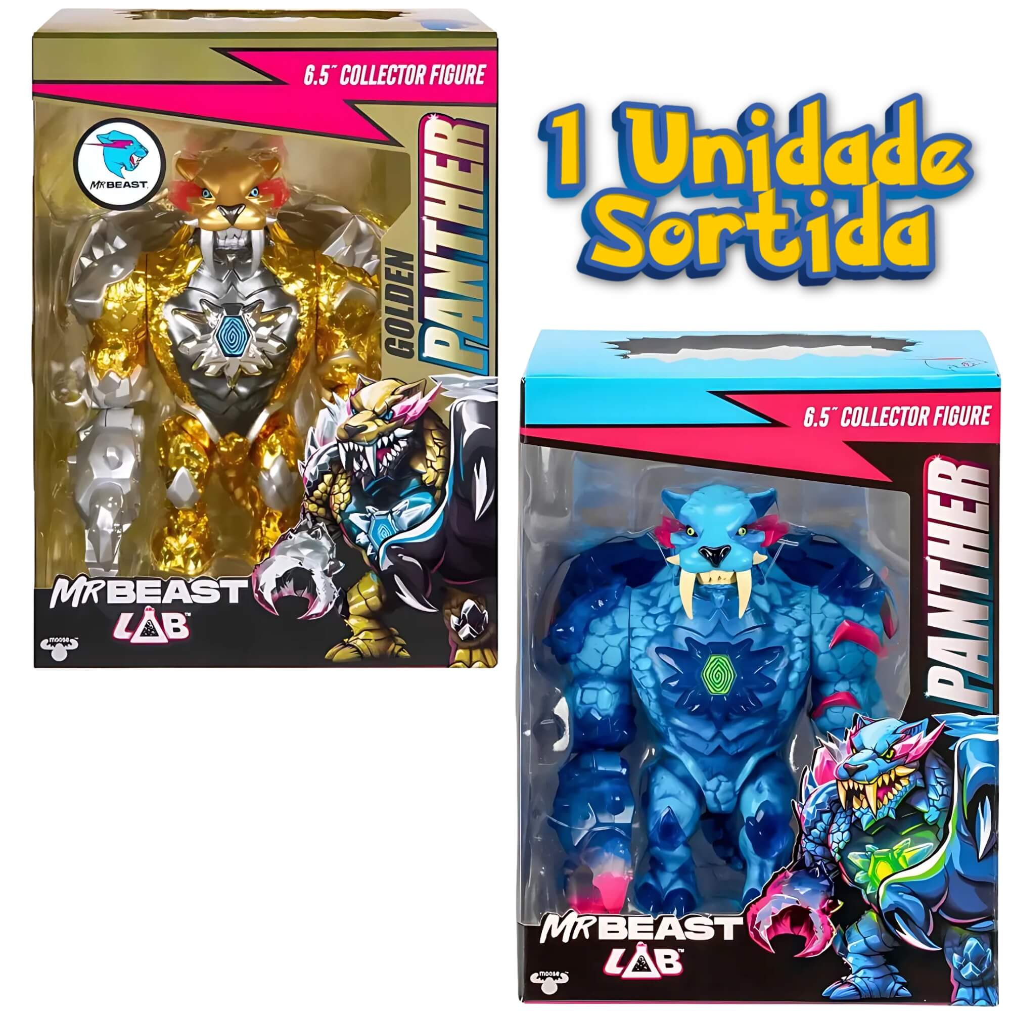 Boneco Colecionável 16cm Mrbeast Lab Pantera ou Tigre 1 Unidade Sortida Modelo Raro Sunny - 4732