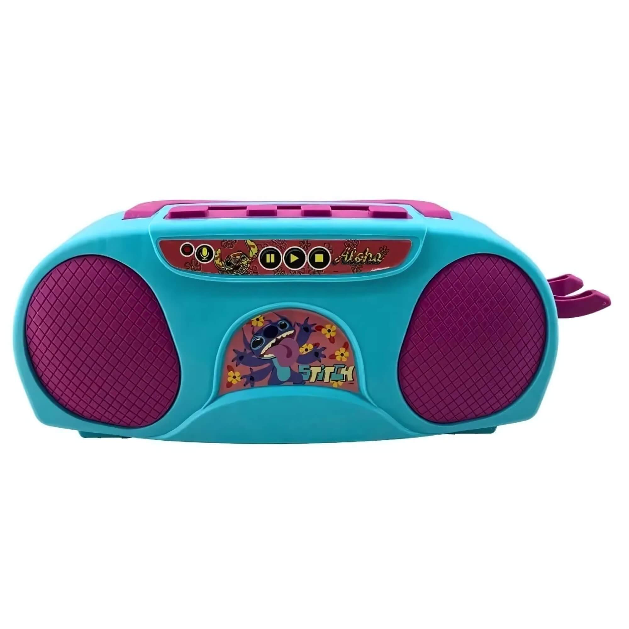 Boombox Caixa de Som Infantil Karaokê Disney Stitch Pilhas Inclusas Candide - 3271