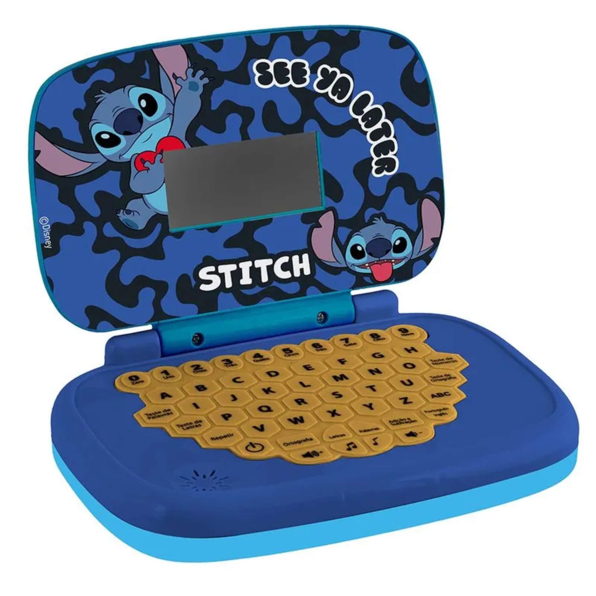 Laptop Infantil Educativo com Tela Incorporada Disney Stitch Bilíngue Candide - 3212