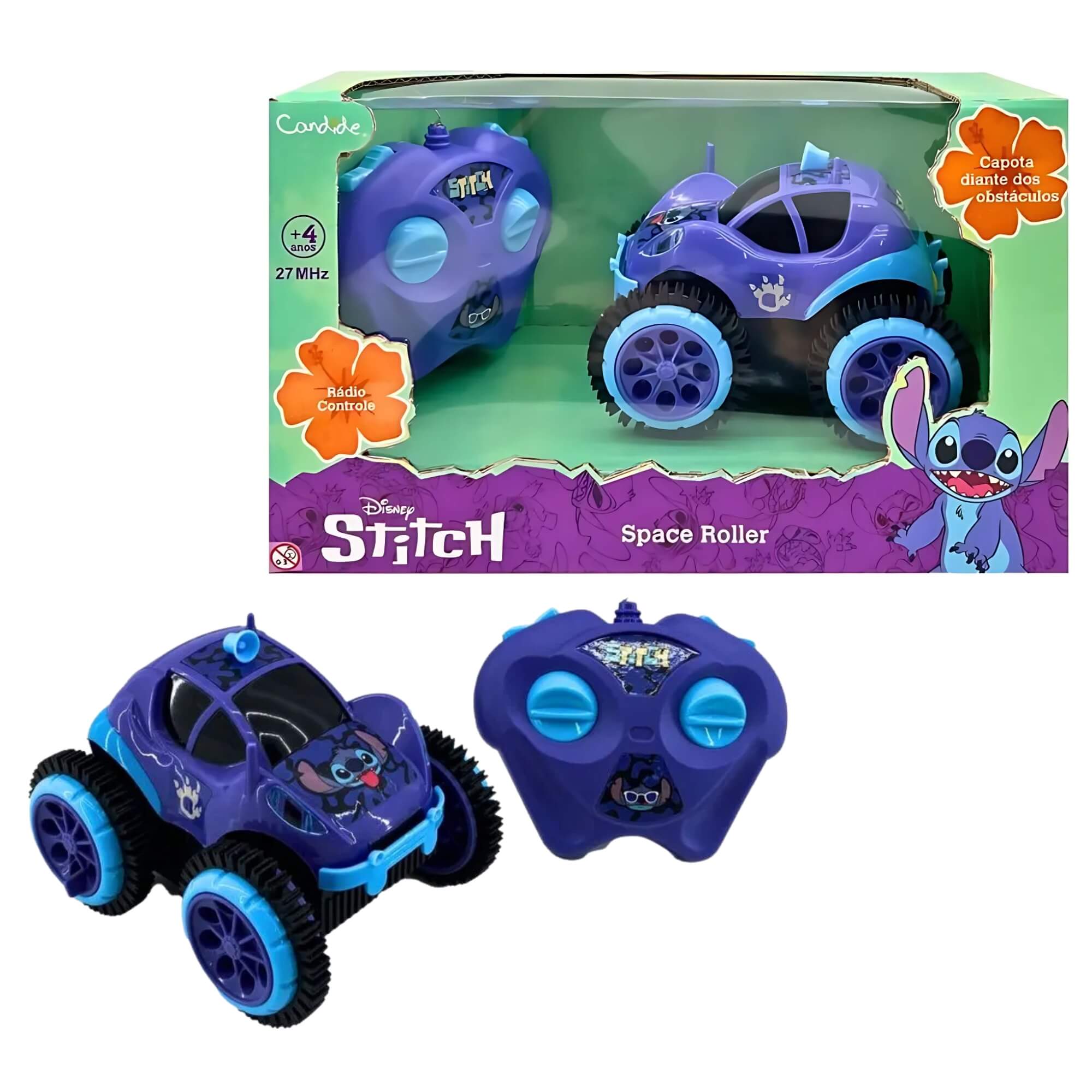 Carrinho de Controle Remoto Infantil Disney Stitch Space Roller Candide - 3251