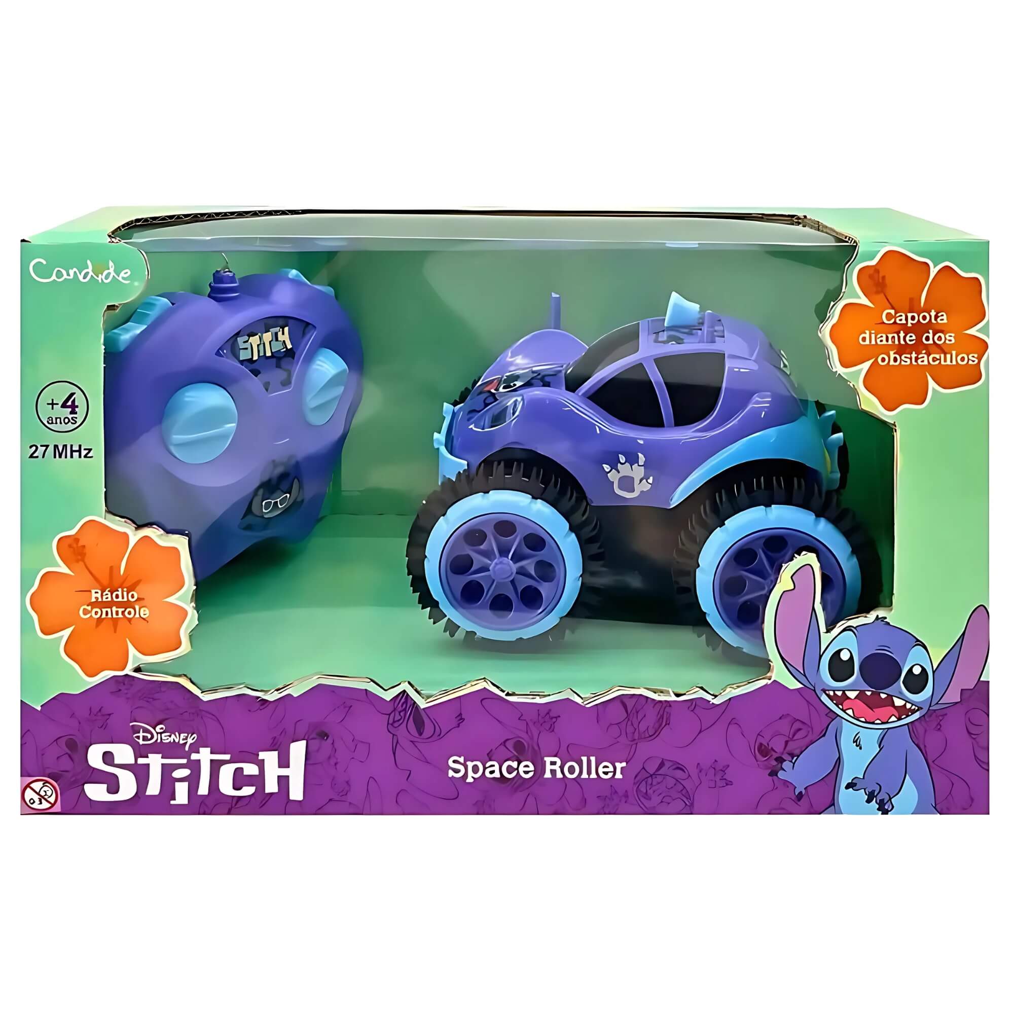 Carrinho de Controle Remoto Infantil Disney Stitch Space Roller Candide - 3251