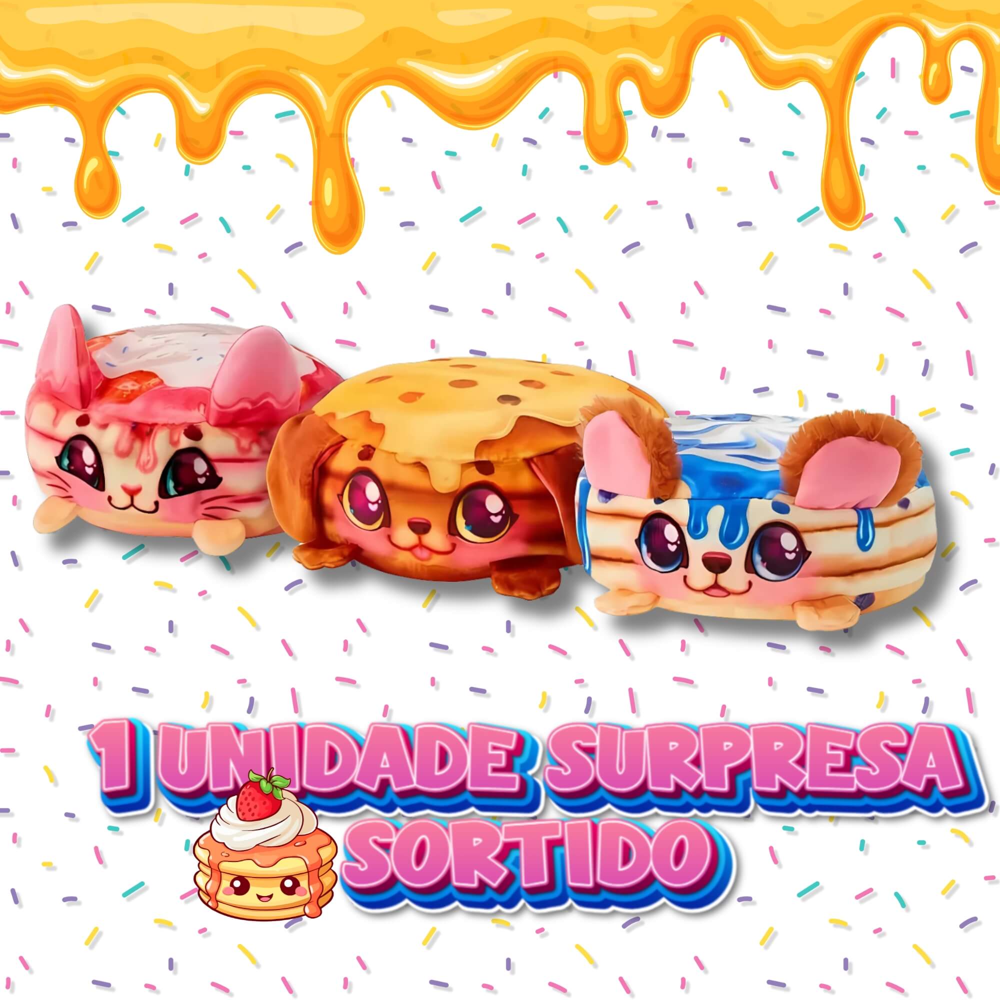 Pelúcia Panqueca Frigideira Cookeez Makery Pancake Treatz 1 Unidade Surpresa Candide - 4351