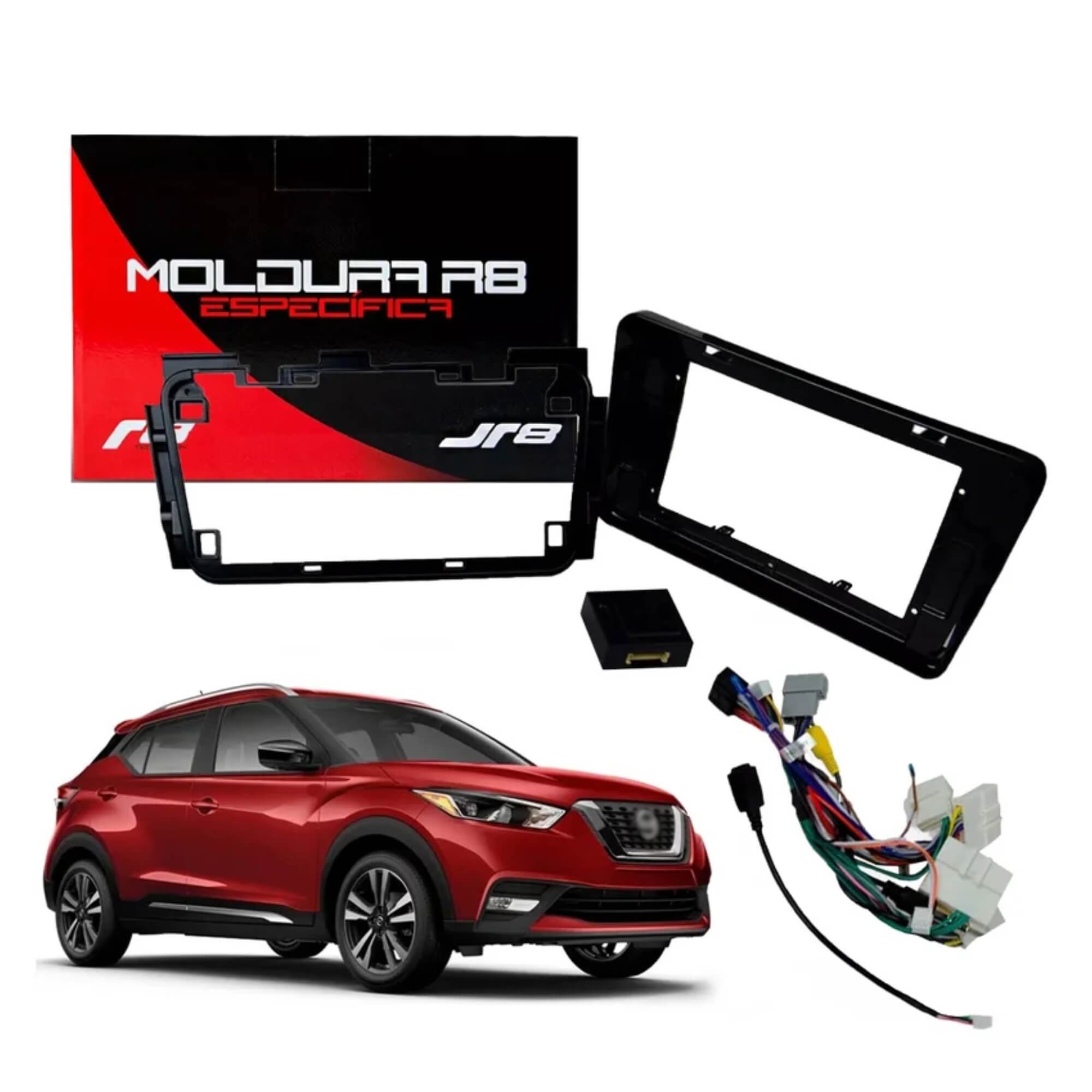 Moldura Painel 10'' Polegadas com Chicote Canbus para Kicks 16/21 Jr8 - JT30MOLKK10C
