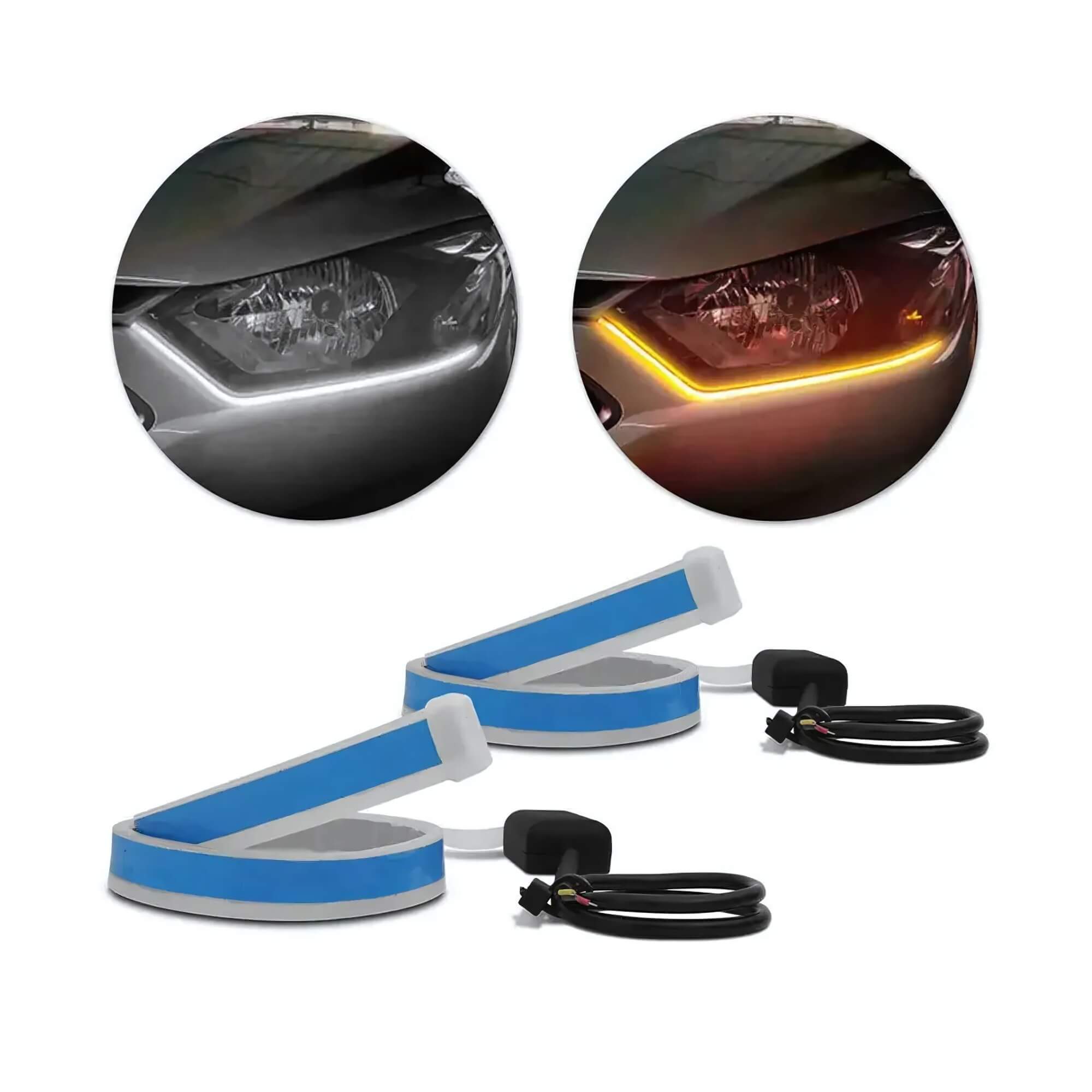 Fita LED Automotiva Branca / Âmbar DRL c/ Função Seta 30cm 12V JR8 - JH0FILED30