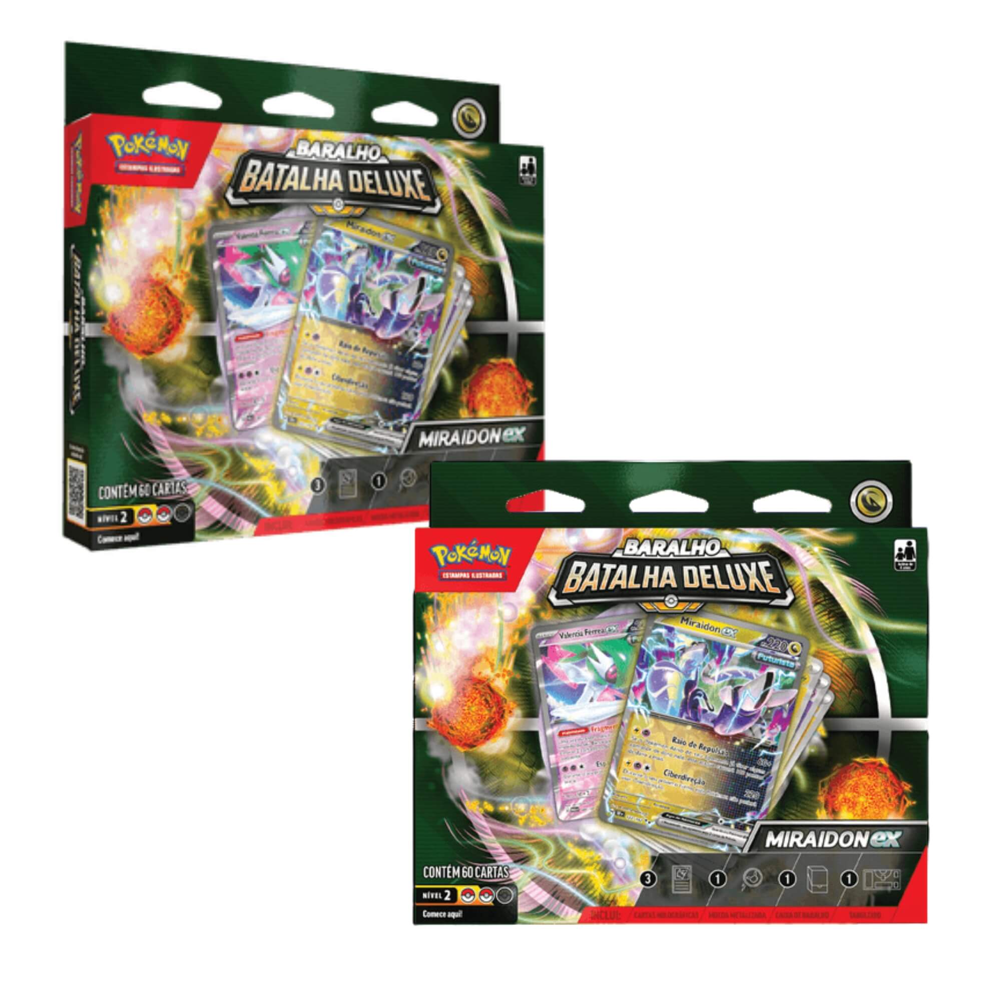 Pokemon 2x Decks de Batalha Deluxe TCG Miraidon e Koraidon Copag - 34684
