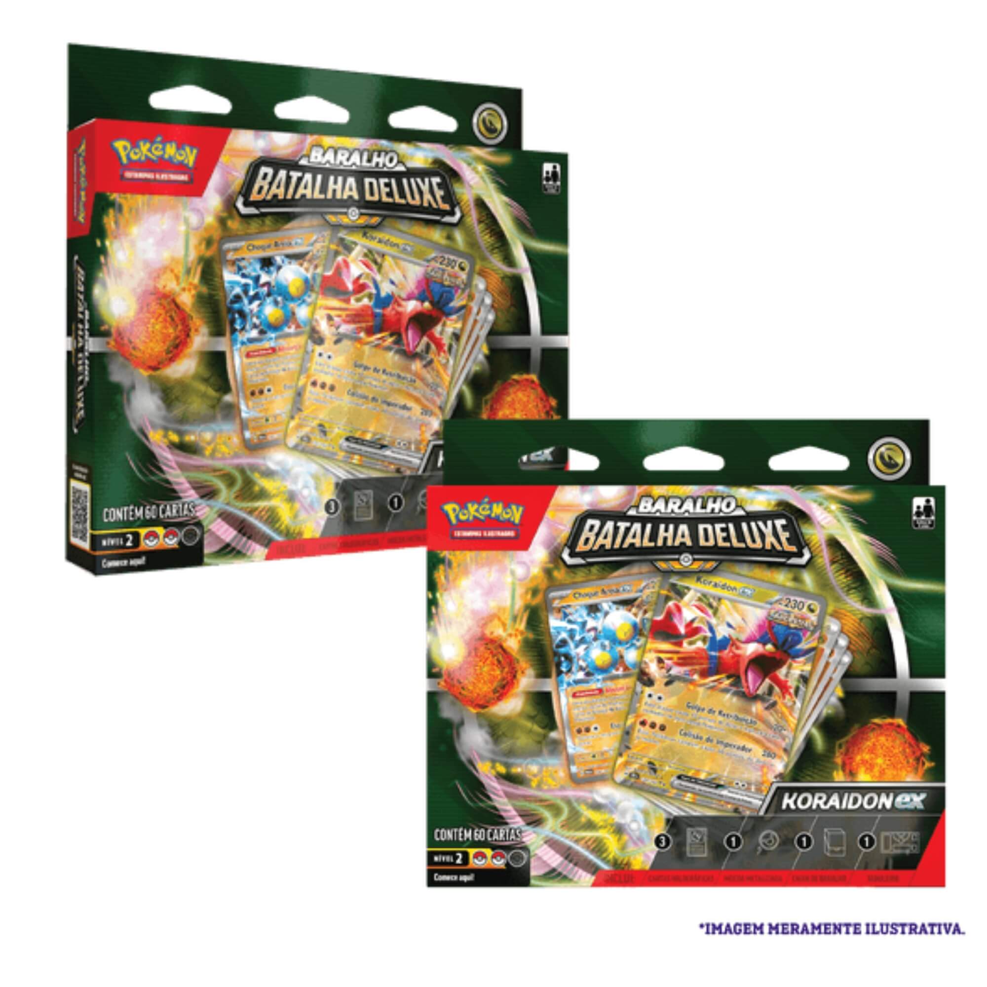 Pokemon 2x Decks de Batalha Deluxe TCG Miraidon e Koraidon Copag - 34684