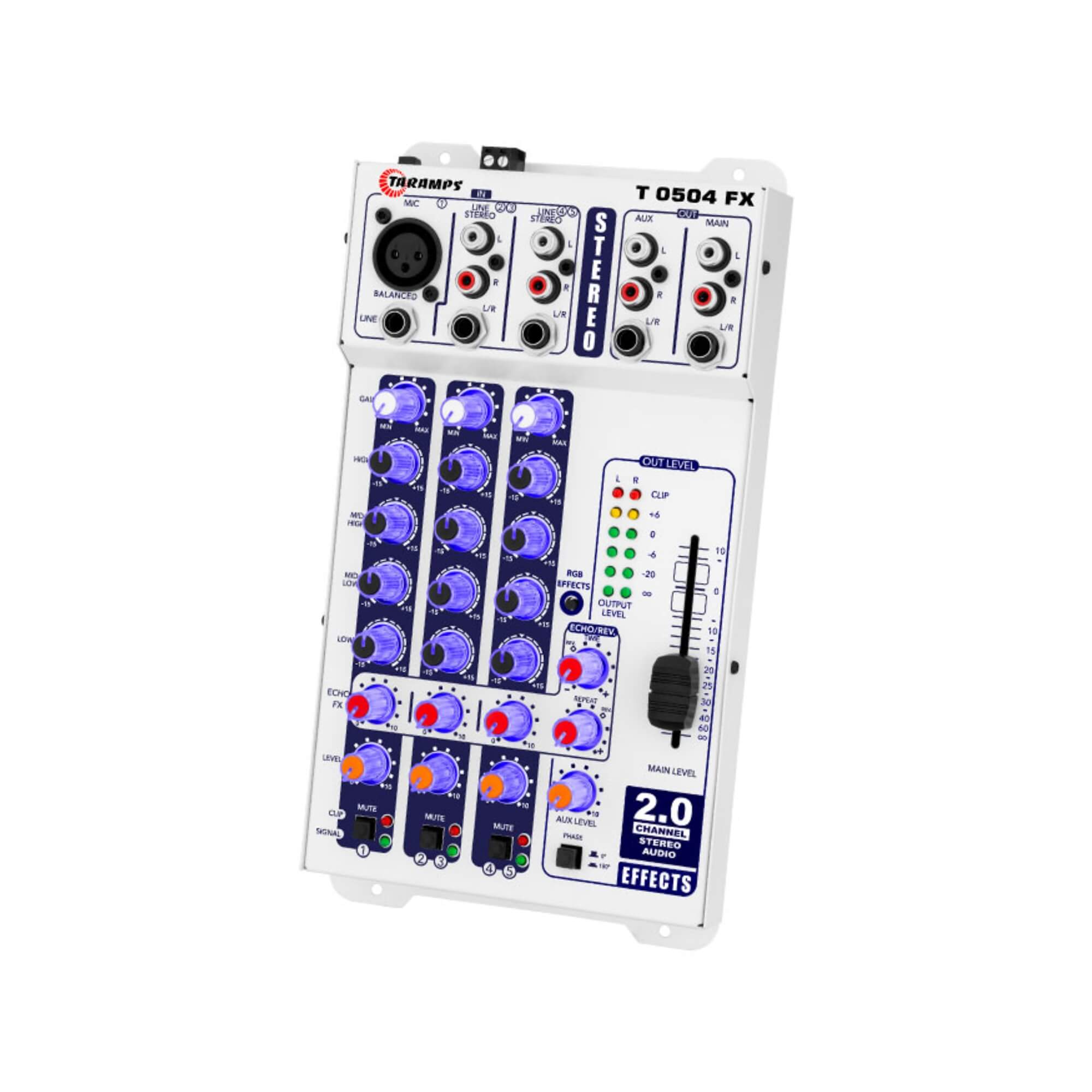 Mesa de Som Stereo T 0504 FX Multicolor 5 Canais Taramps - 902104