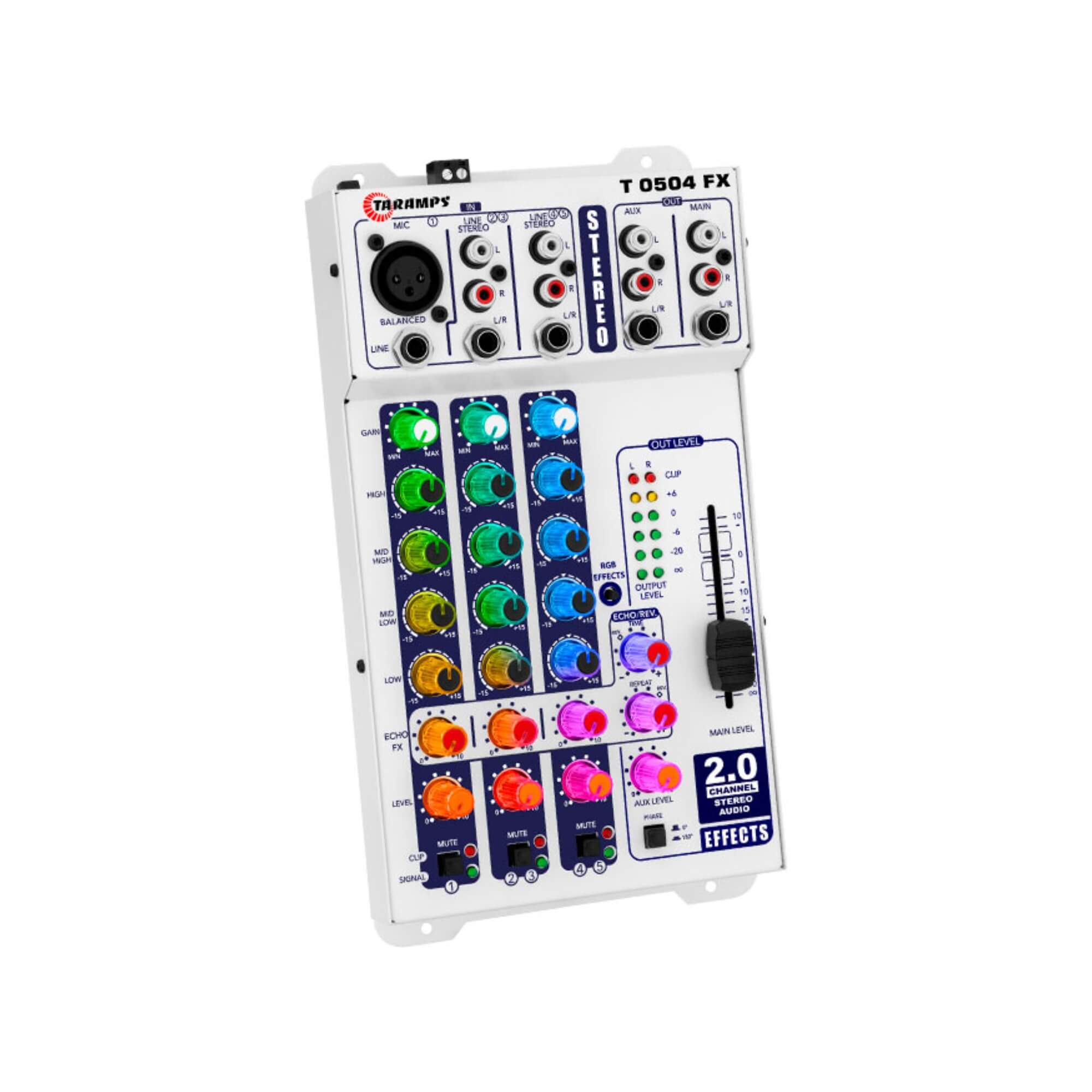 Mesa de Som Stereo T 0504 FX Multicolor 5 Canais Taramps - 902104