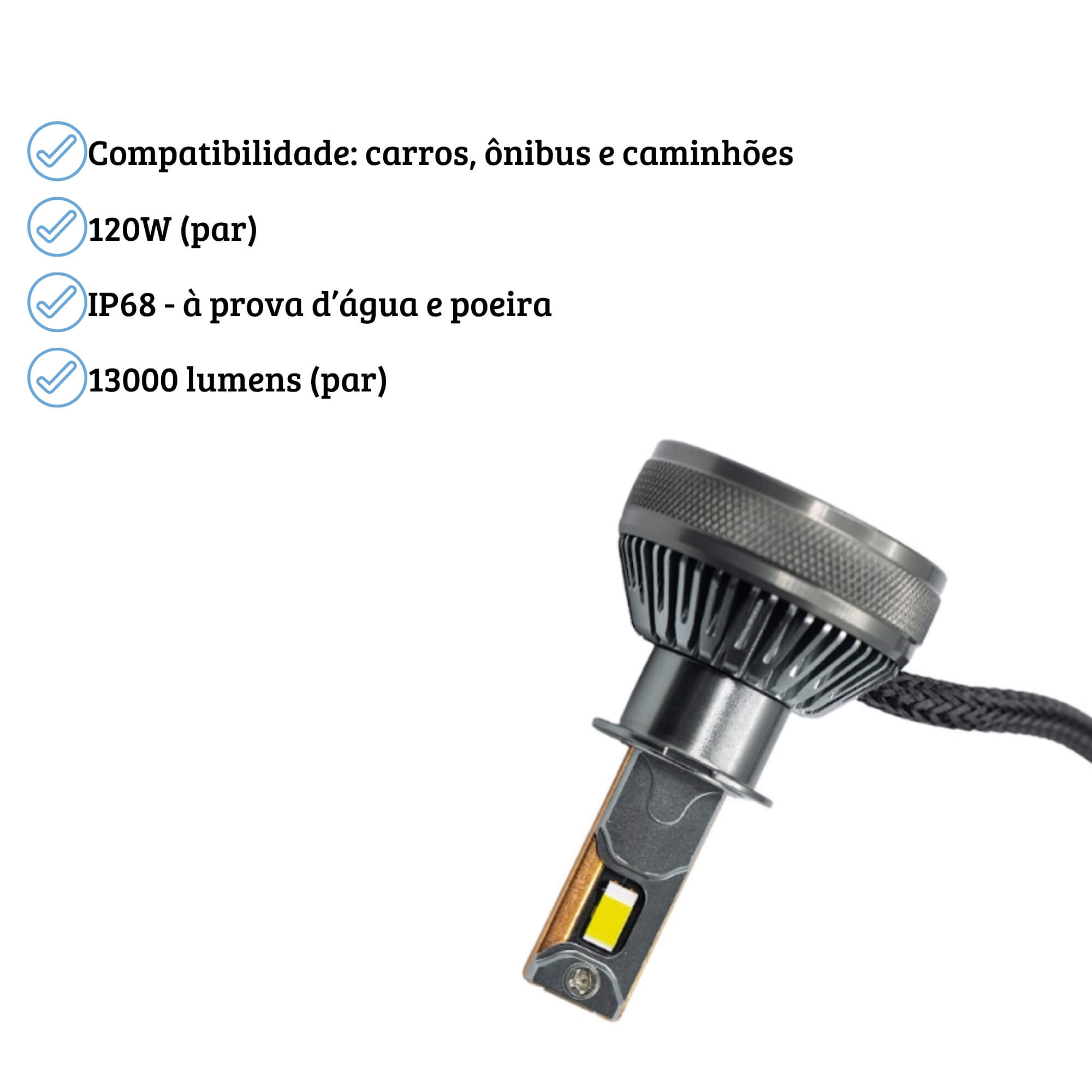 Par de Lâmpada LED Automotiva Ultra Extreme White H3 Uppertech - 4949