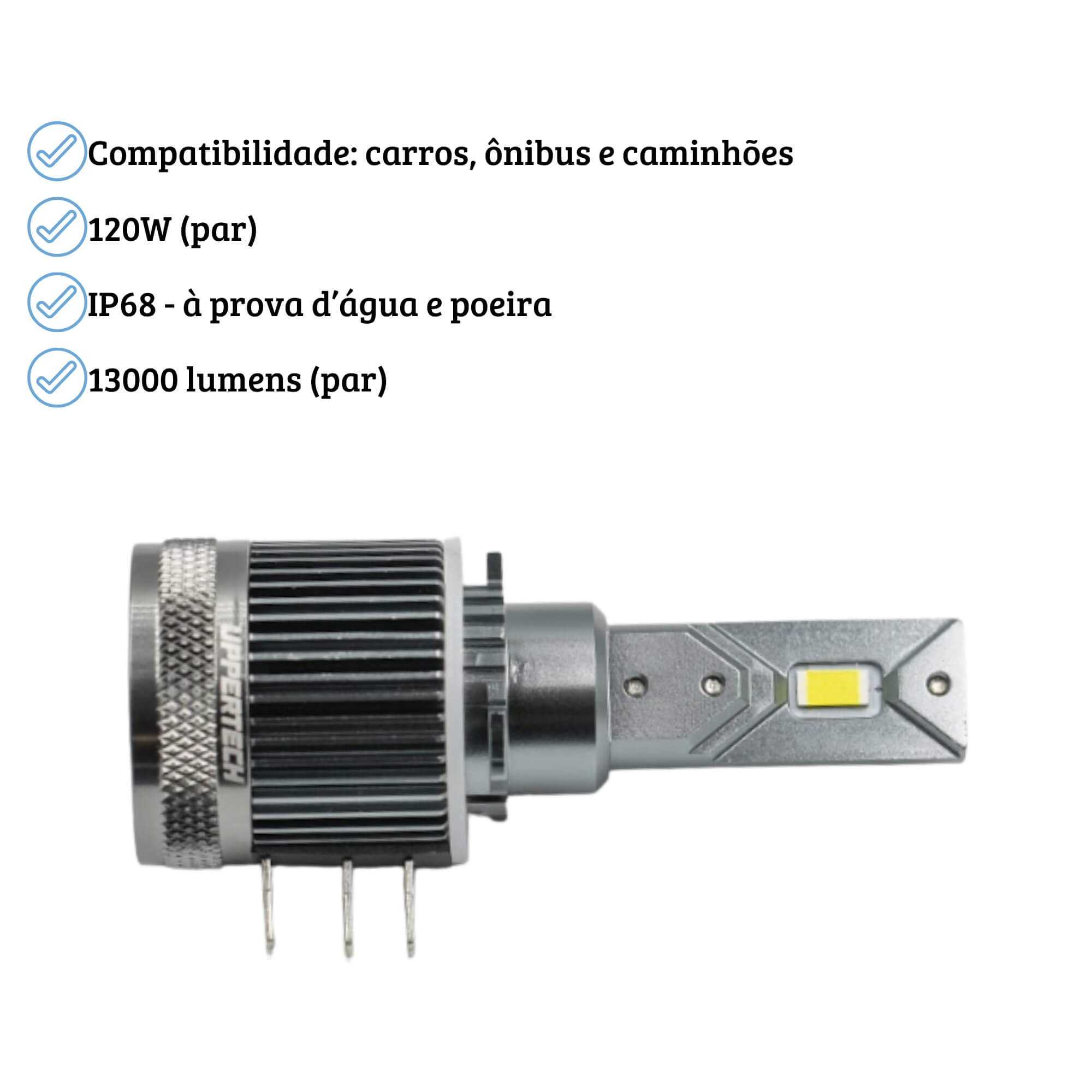 Par de Lâmpada LED Automotiva Ultra Extreme White H15 Uppertech - 5065