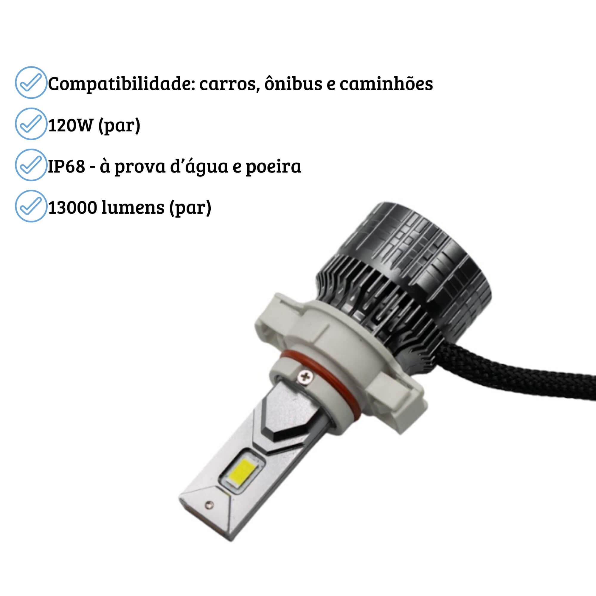 Par de Lâmpada LED Automotiva Ultra Extreme White H16 ( Travas Laterais ) Uppertech - 4947