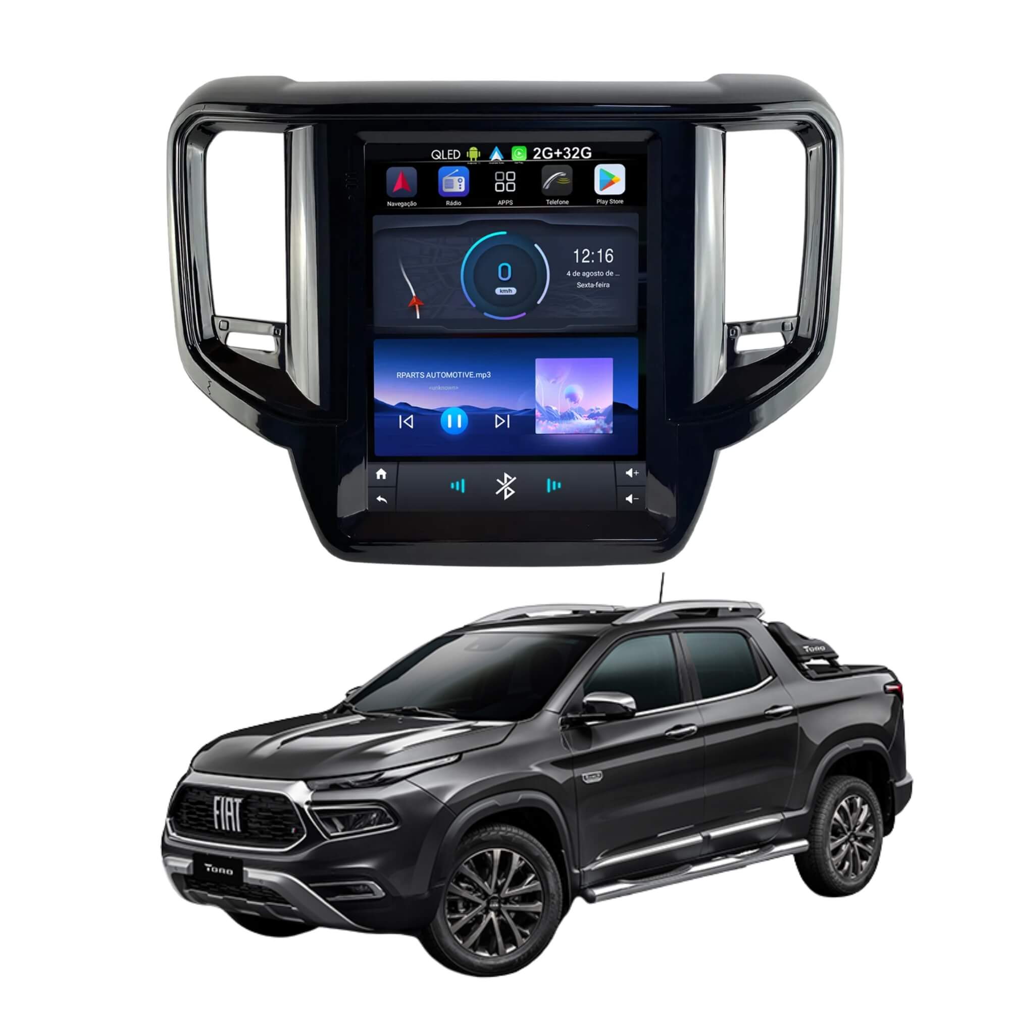 Central Multimídia Automotivo Vertical 9.7" Fiat Toro 2022/2025 2 RAM 32 GB Uppertech - 5846
