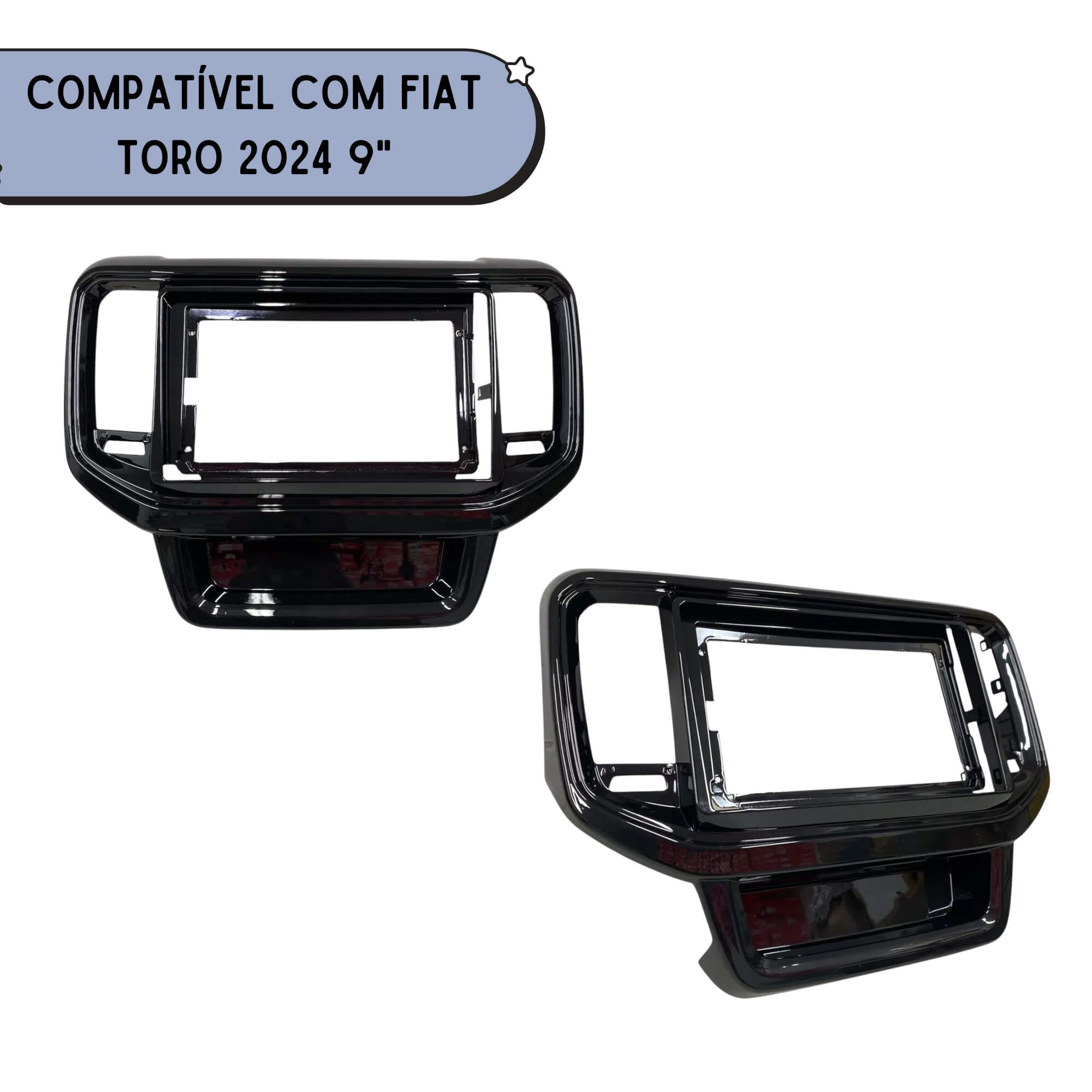 Moldura p/ Multimídia 9" Fiat Toro 2024 Black Piano Uppertech - 5817