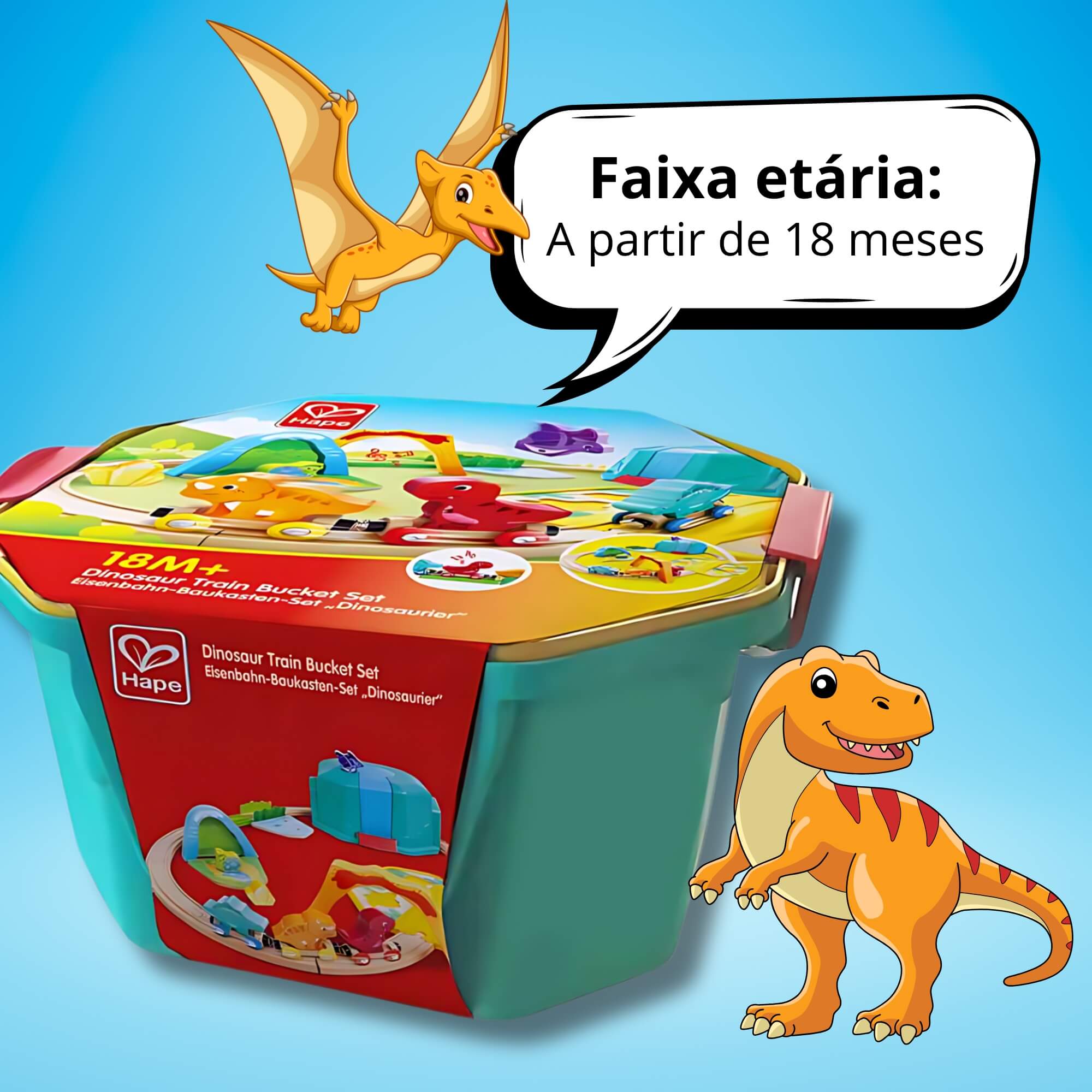 Brinquedo Infantil Ferrovia do Dinossauro 27 Peças Hape Xalingo - 98332
