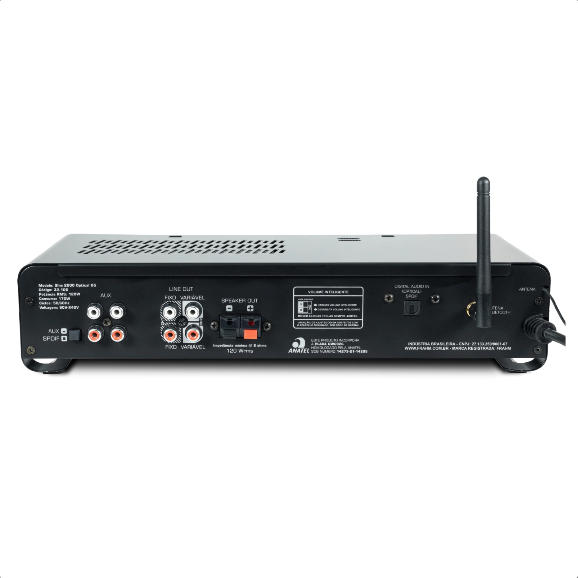 COMP Kit Amplificador Comércio Slim 2200 + 4 Arandelas + 1 Sub RD SW8 Barbearias e Lojas de Shopping