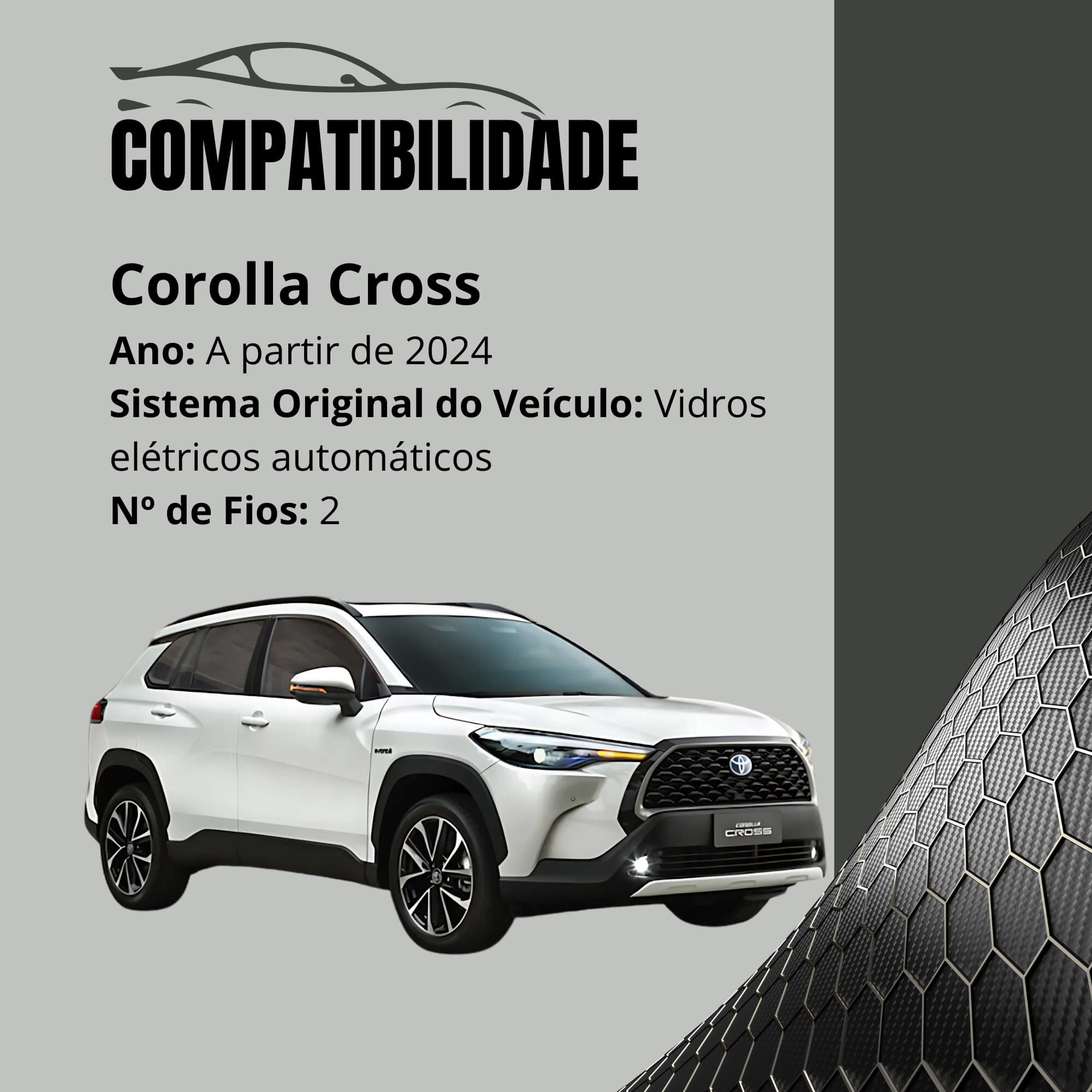 Módulo Automação de Vidro Elétrico compatível com Corolla Cross A partir de 2024 Tury PRO1.21GF