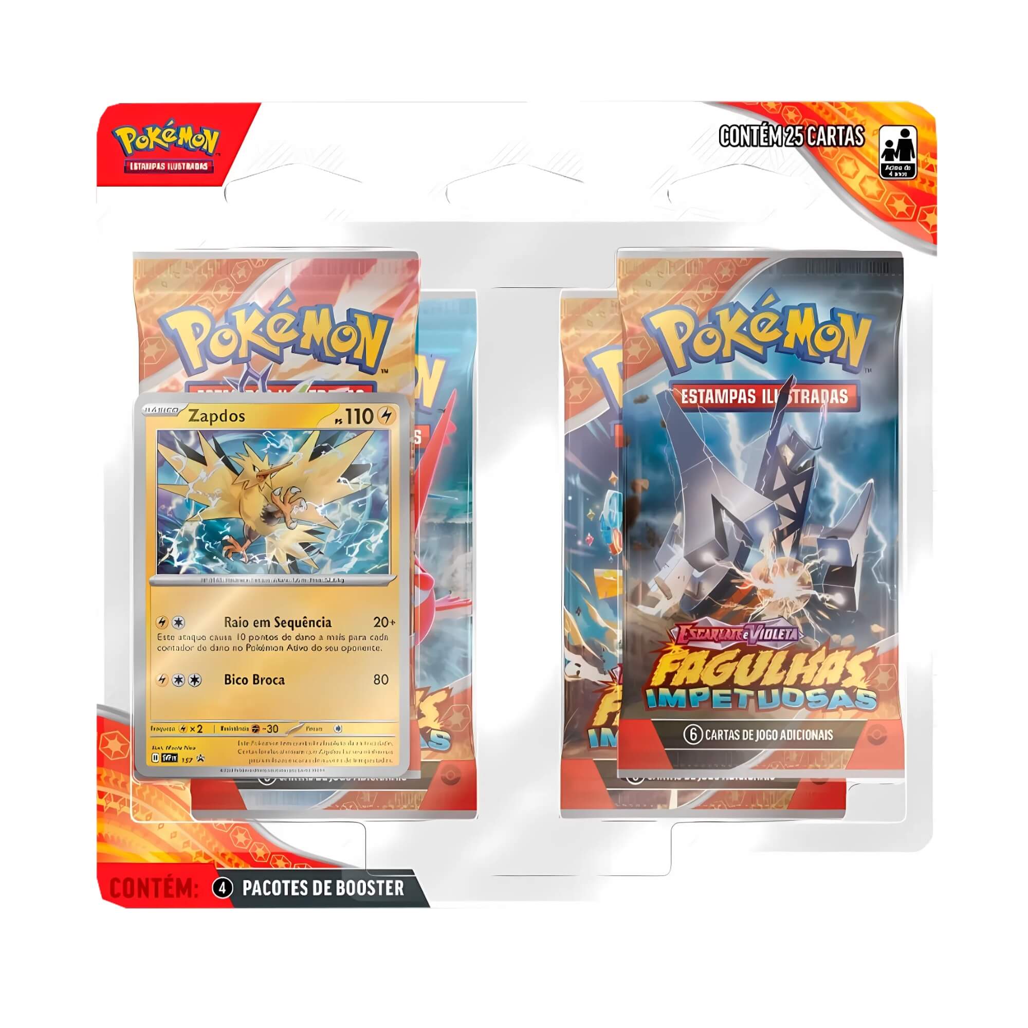Pokemon 2x Blister Quadruplo TCG EV8 Fagulhas Impetuosas Zapdos e Quagsire Copag - 35028