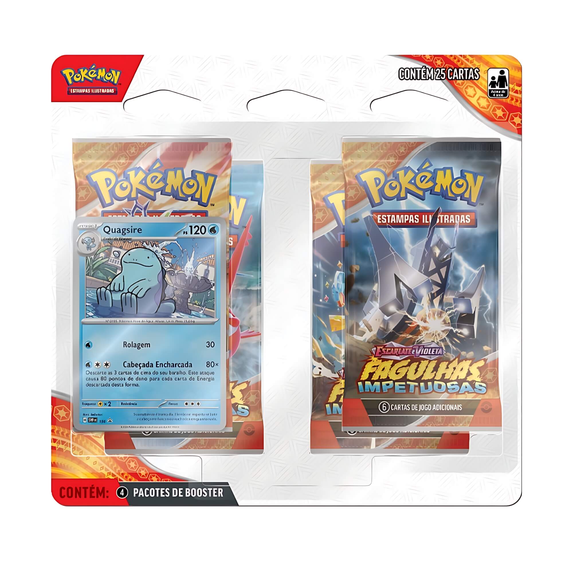 Pokemon 2x Blister Quadruplo TCG EV8 Fagulhas Impetuosas Zapdos e Quagsire Copag - 35028