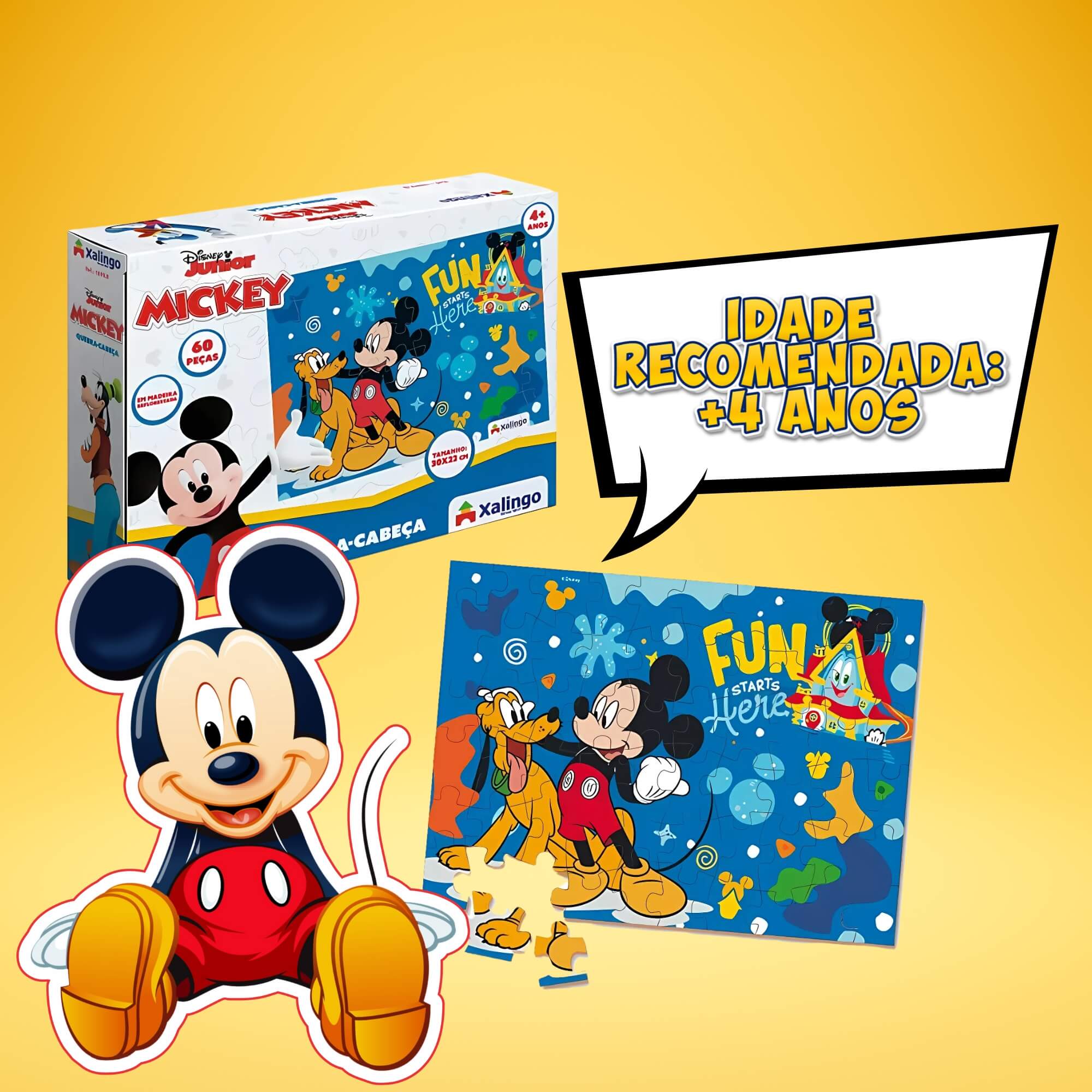 Quebra-Cabeça Mickey Club House Disney 60 peças Xalingo - 18998