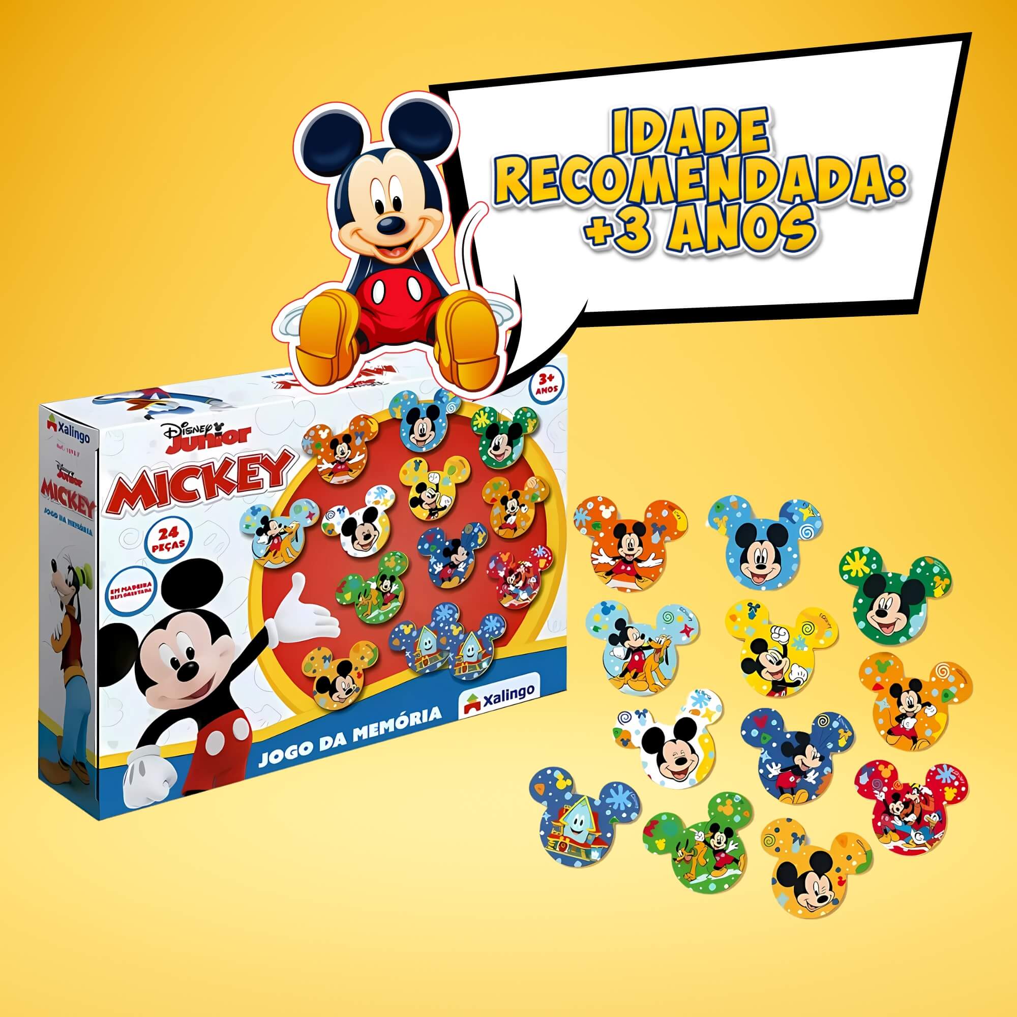 Jogo da Memória Mickey Disney 24 Peças Xalingo - 18987
