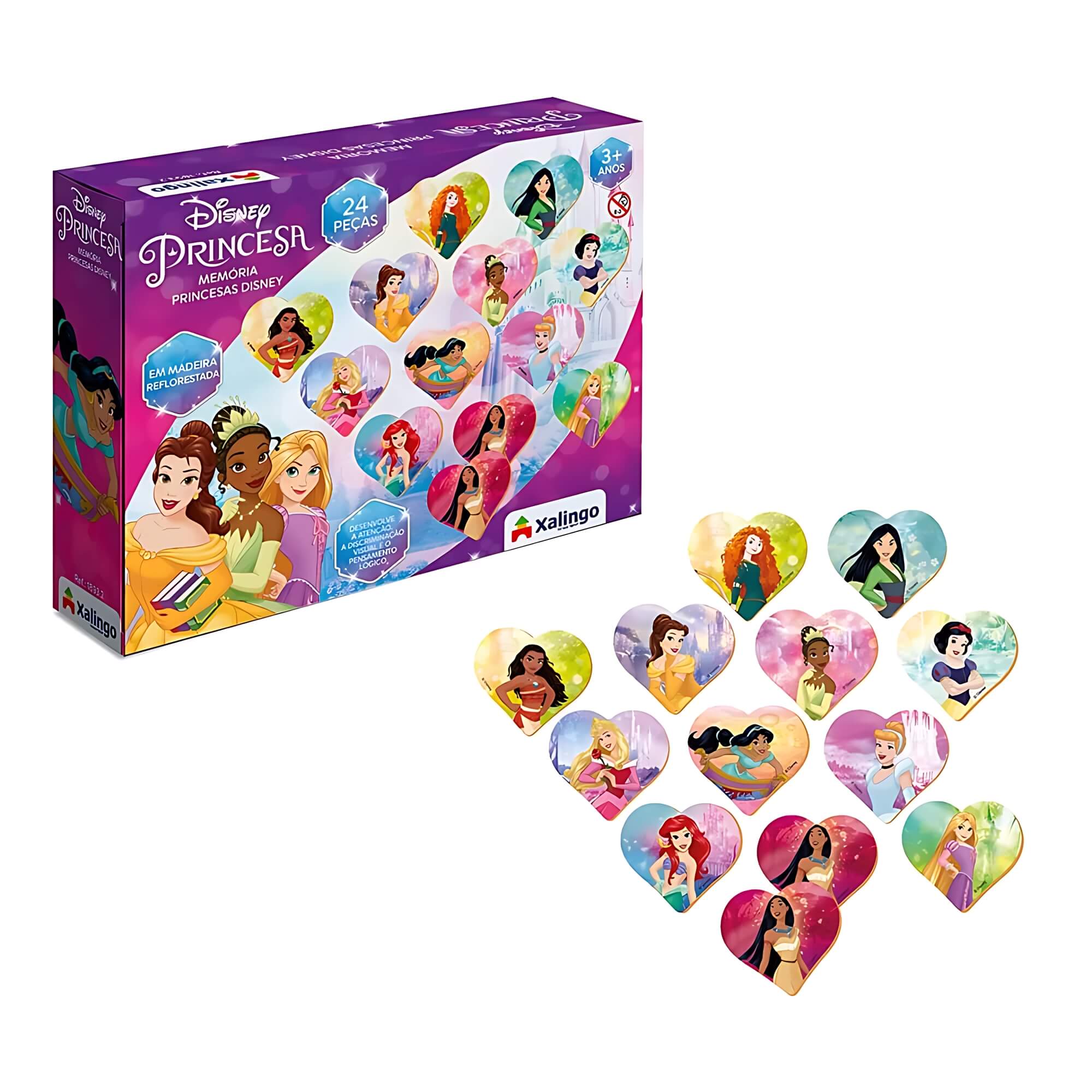 Jogo da Memória Princesas Disney 24 Peças Xalingo - 18932