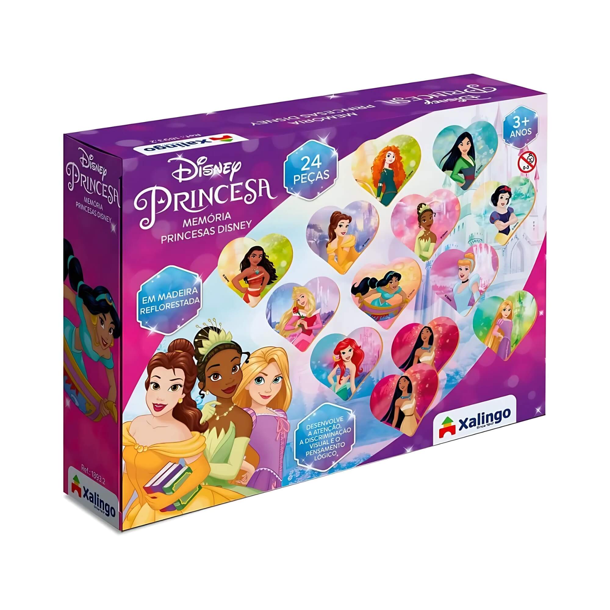 Jogo da Memória Princesas Disney 24 Peças Xalingo - 18932