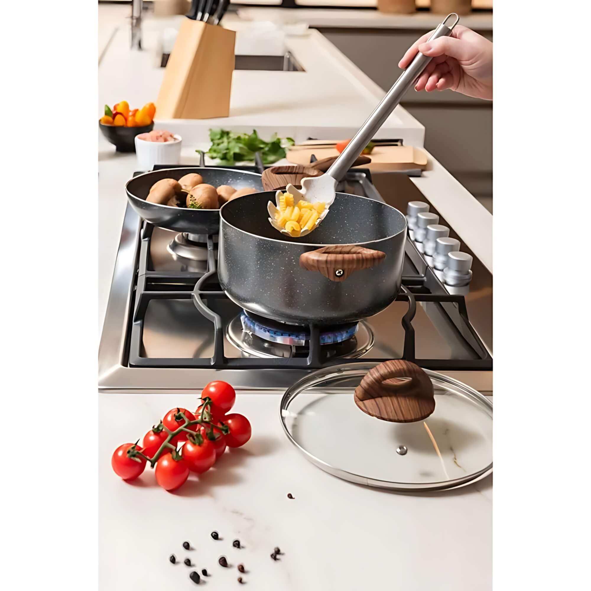Jogo de Panelas Antiaderente Ceramic Life 5 Peças Smart Plus com Indução Granito Brinox - 4774/103