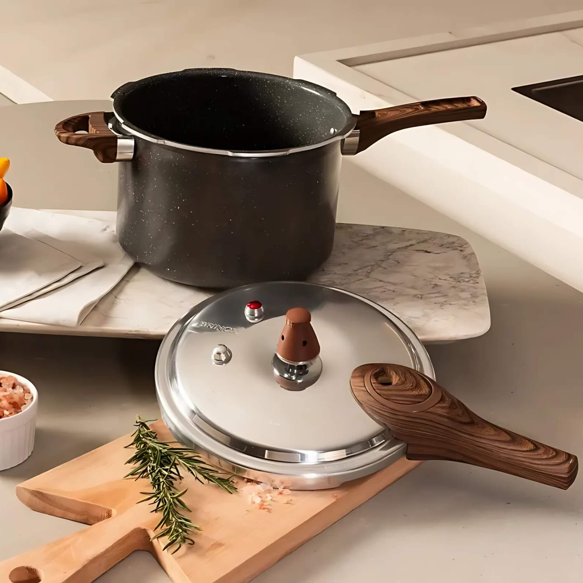 Panela de Pressão Pressure c/ Indução 4,2L Ceramic Life Cinza Escuro Granito Brinox - 4952/109