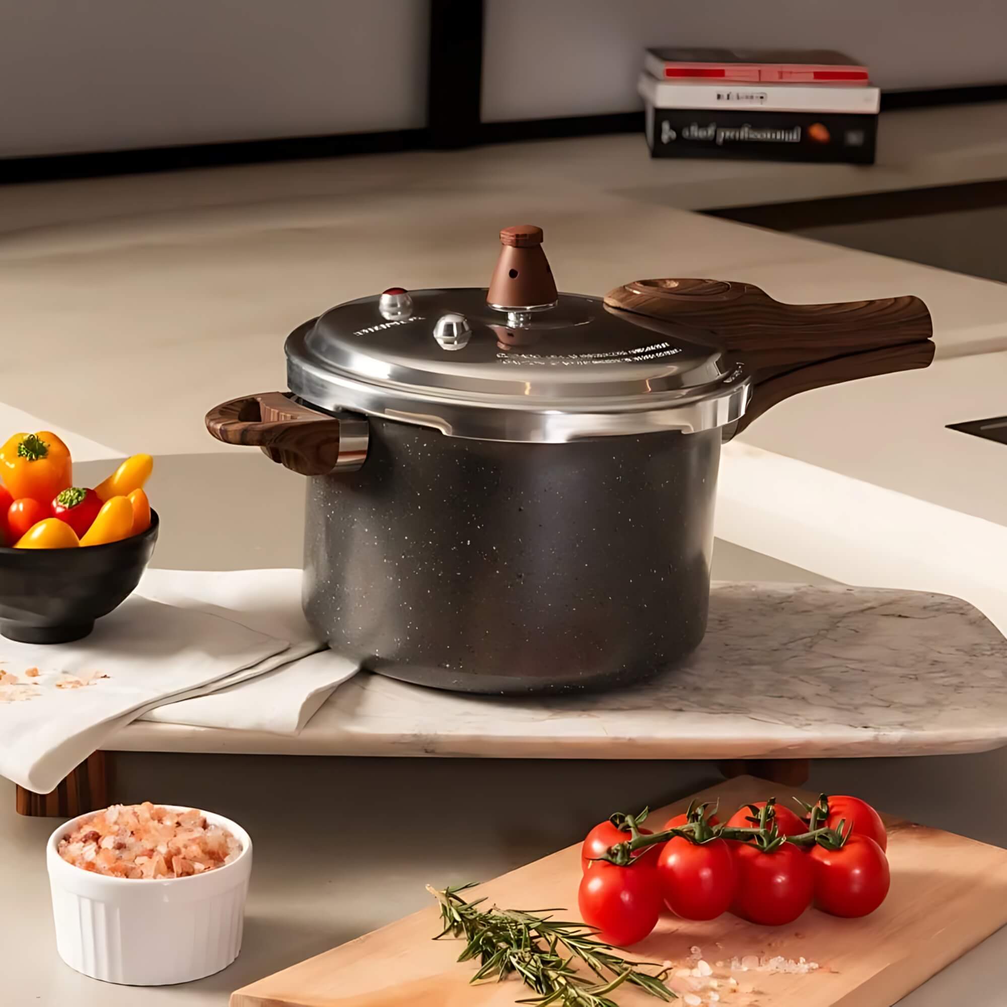 Panela de Pressão Pressure c/ Indução 4,2L Ceramic Life Cinza Escuro Granito Brinox - 4952/109