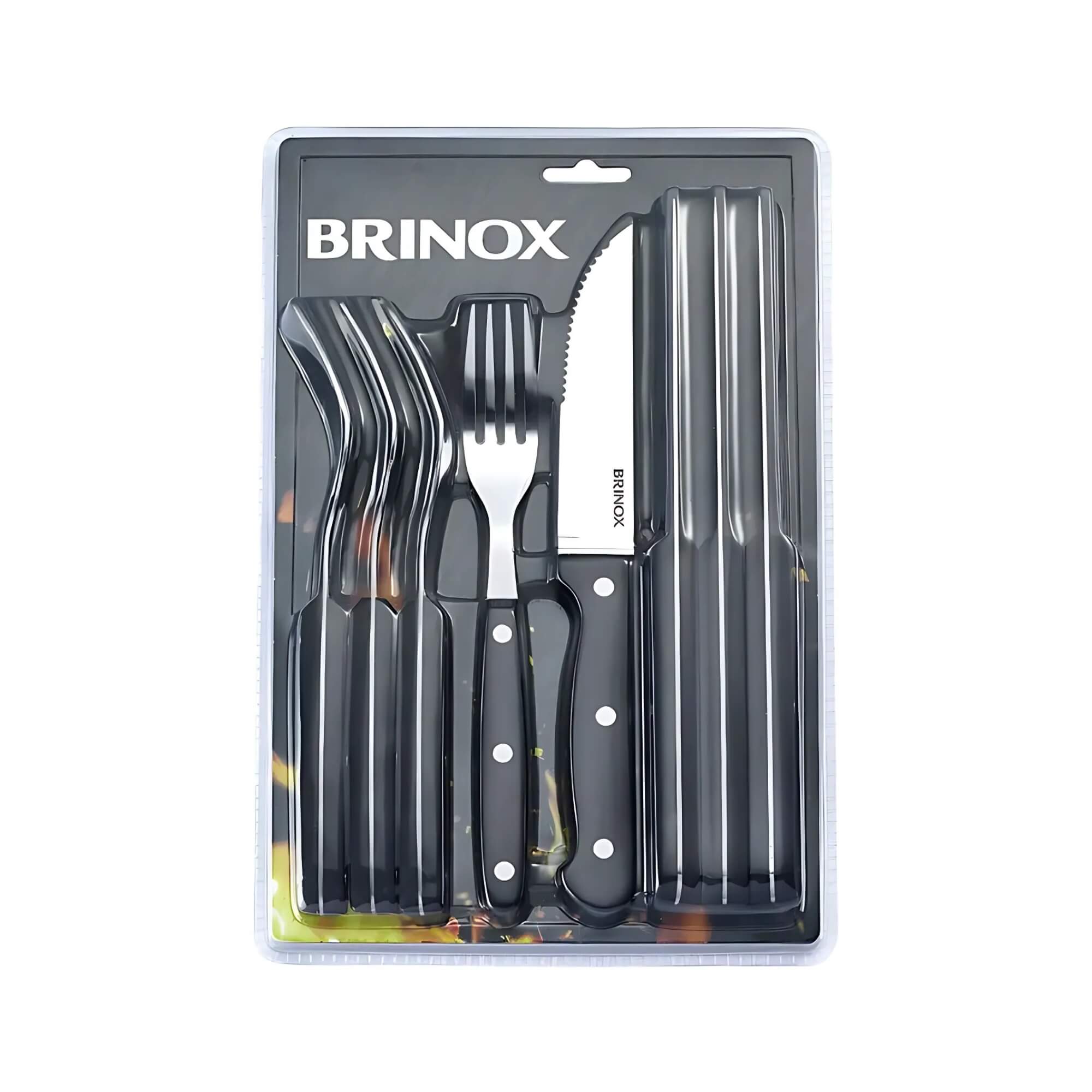 Conjunto de Talheres Jumbo para Churrasco 8 Peças Linha Churrasco Preto Brinox - 2554/308