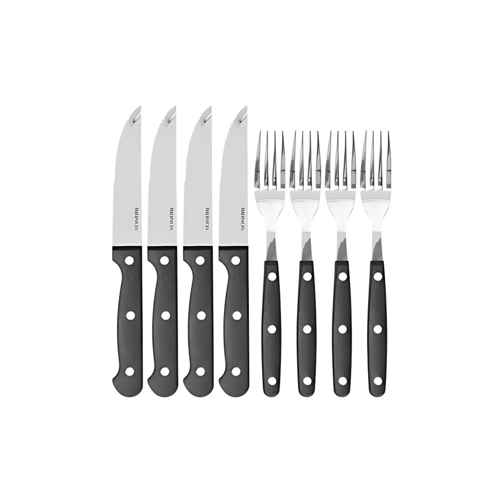 Conjunto de Talheres Jumbo para Churrasco 8 Peças Linha Churrasco Preto Brinox - 2554/308