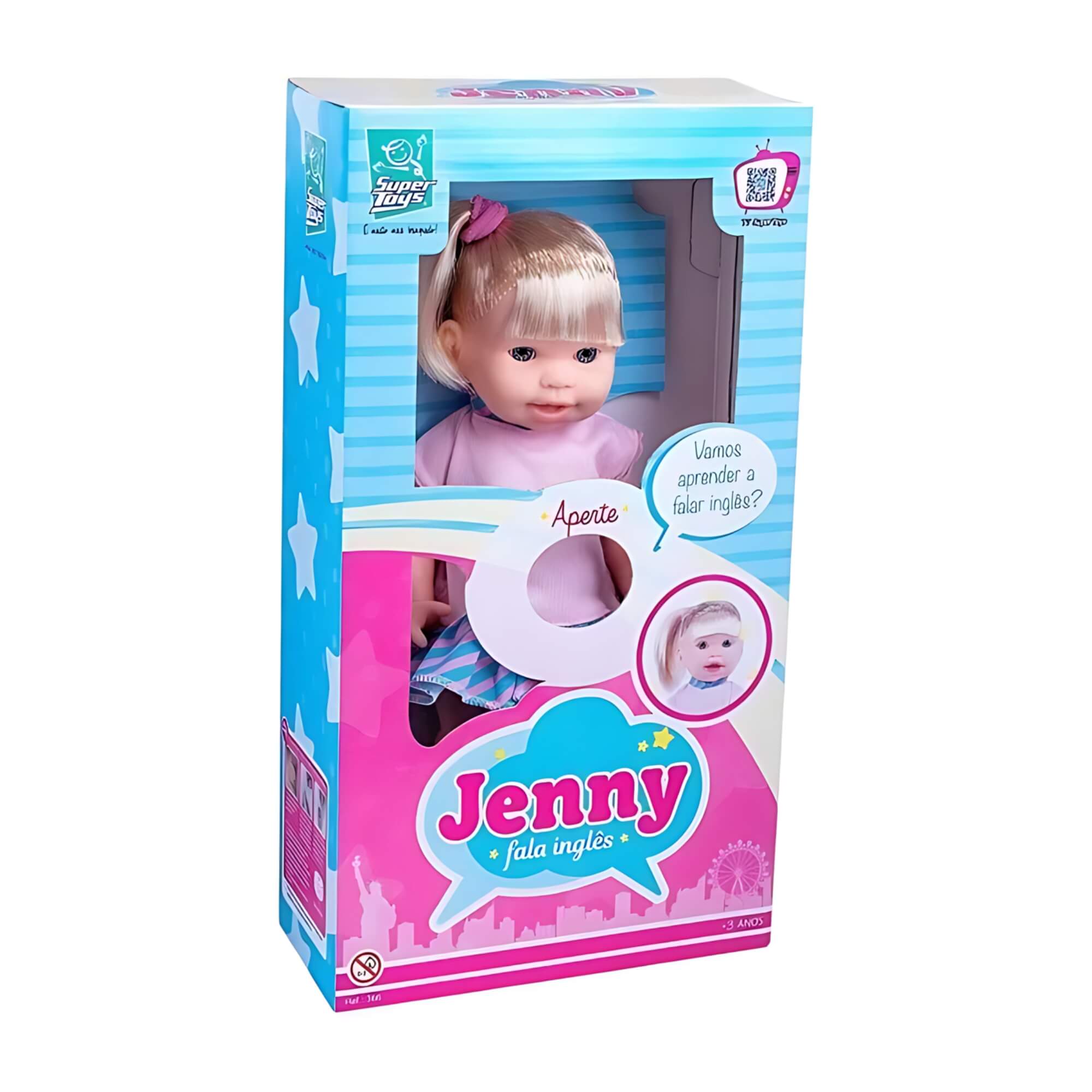 Boneca Infantil Didática Jenny que Fala em Inglês - Super Toys