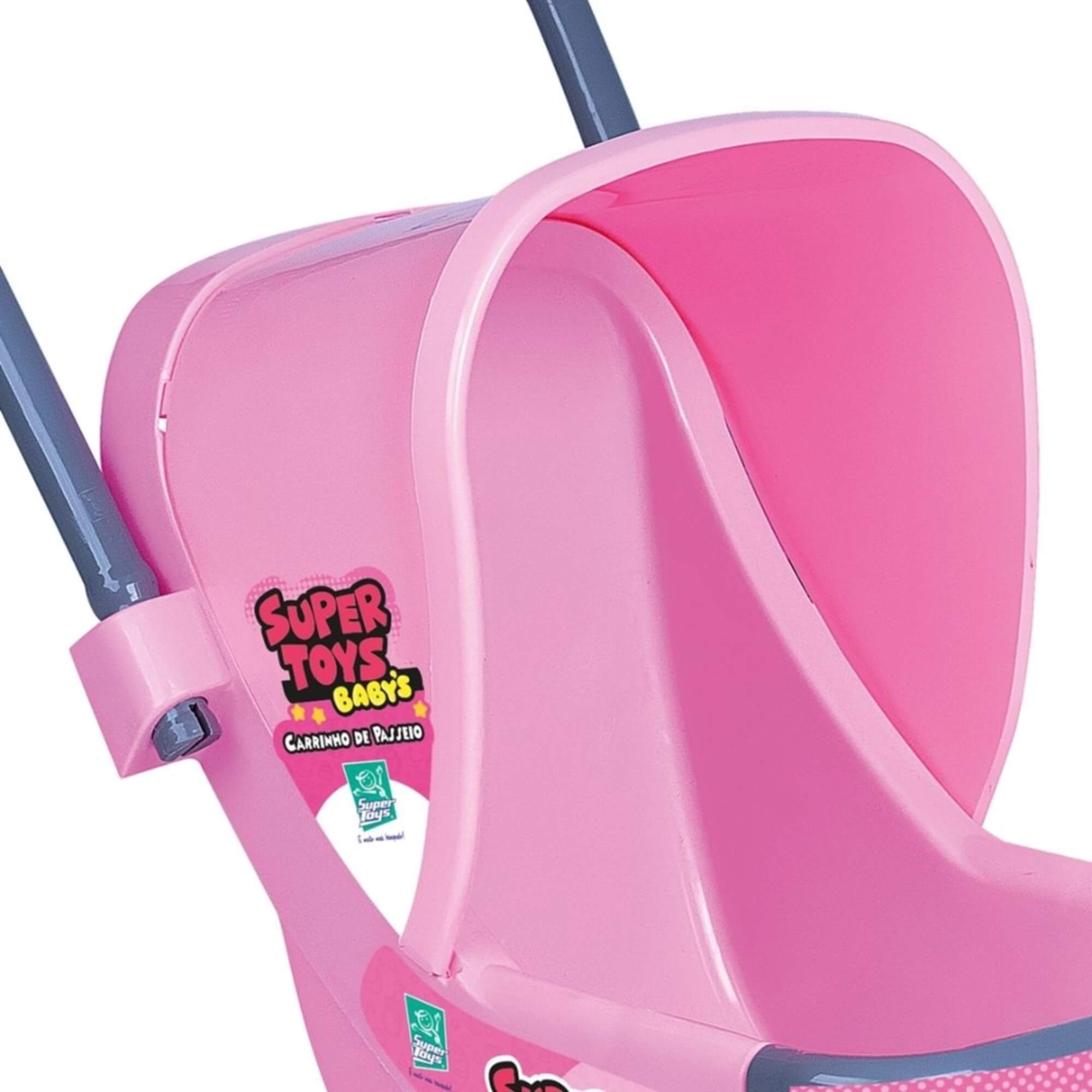Brinquedo Infantil Carrinho de Boneca Rosa 3 Rodas SuperToys - 438
