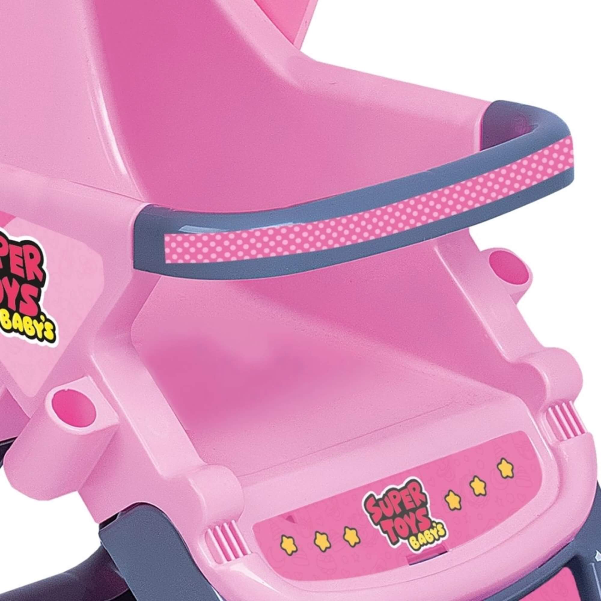 Brinquedo Infantil Carrinho de Boneca Rosa 3 Rodas SuperToys - 438
