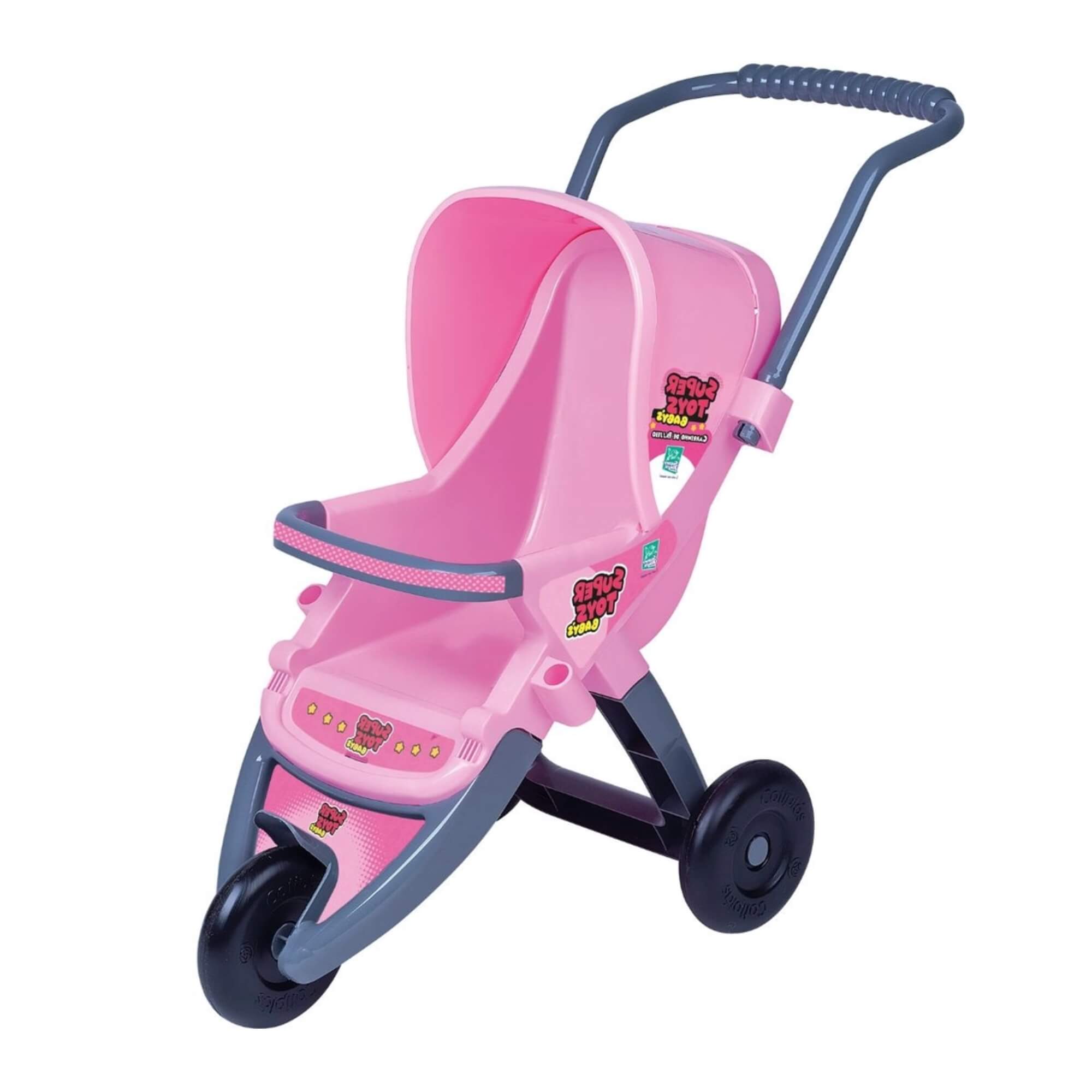 Brinquedo Infantil Carrinho de Boneca Rosa 3 Rodas SuperToys - 438