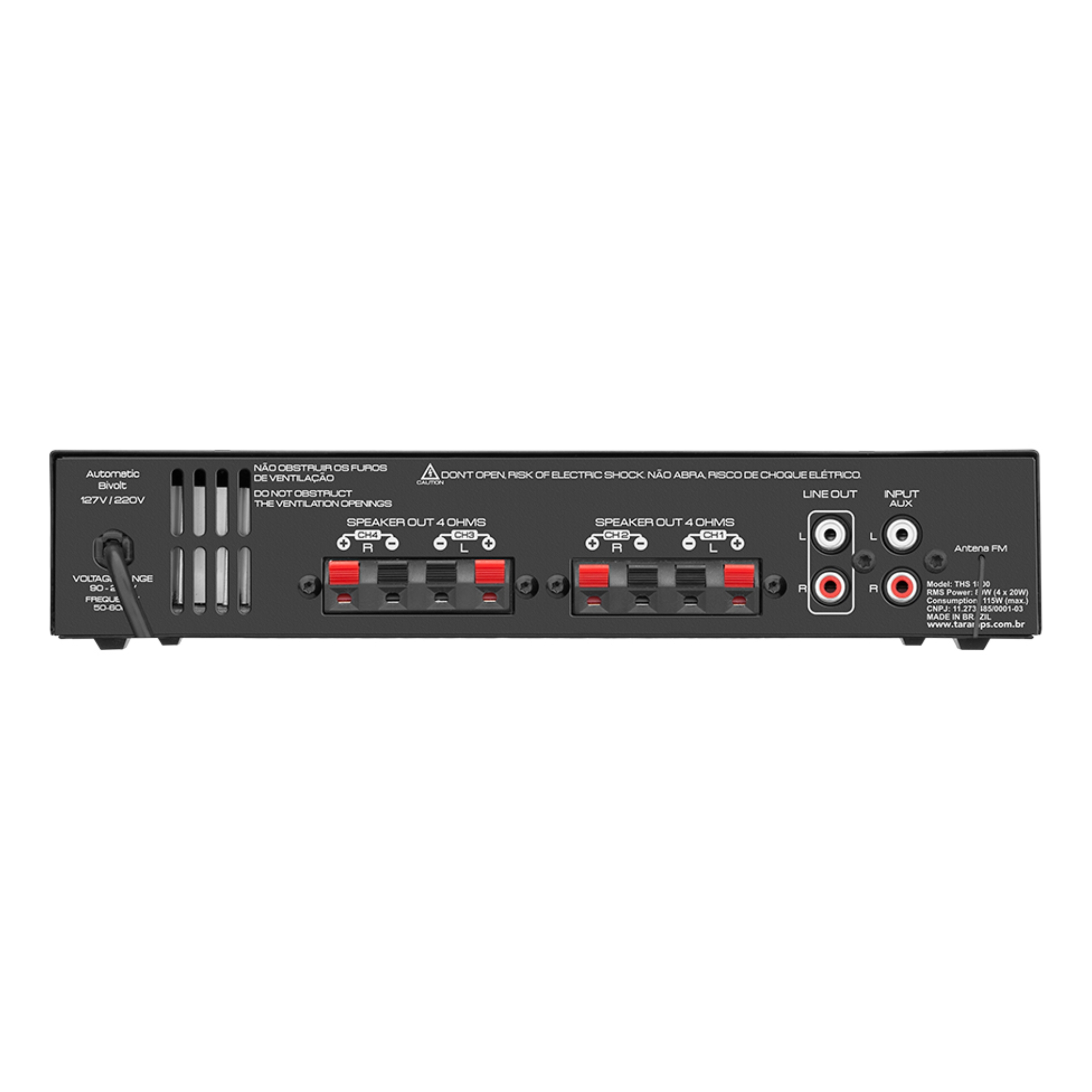 COMP Kit Amplificador Taramps THS 1800 + 3 Caixas 200.2HF + 3 Suportes