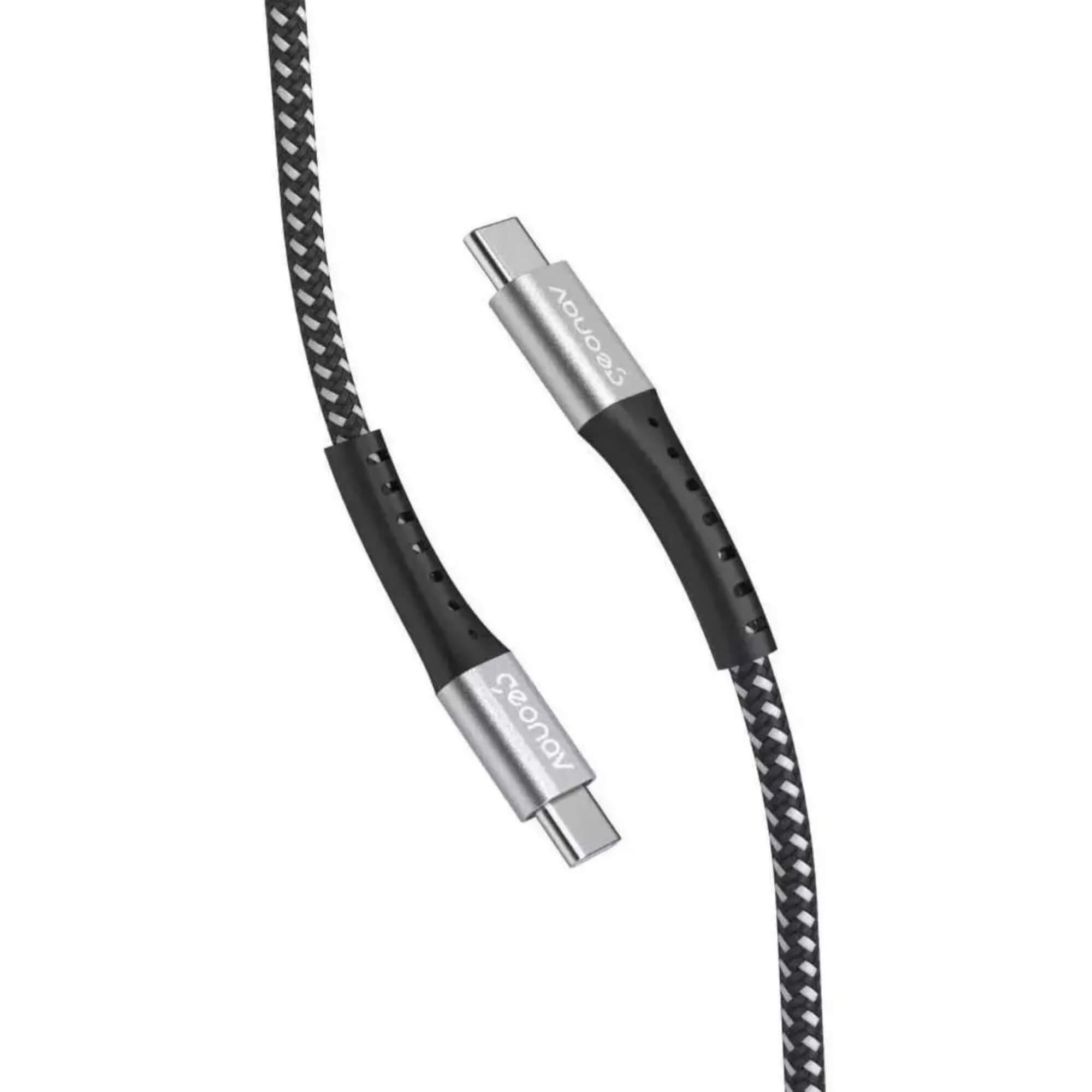 Cabo USB-C para USB-C em Nylon Trançado 1,2m 100W Geonav - ESC06BK