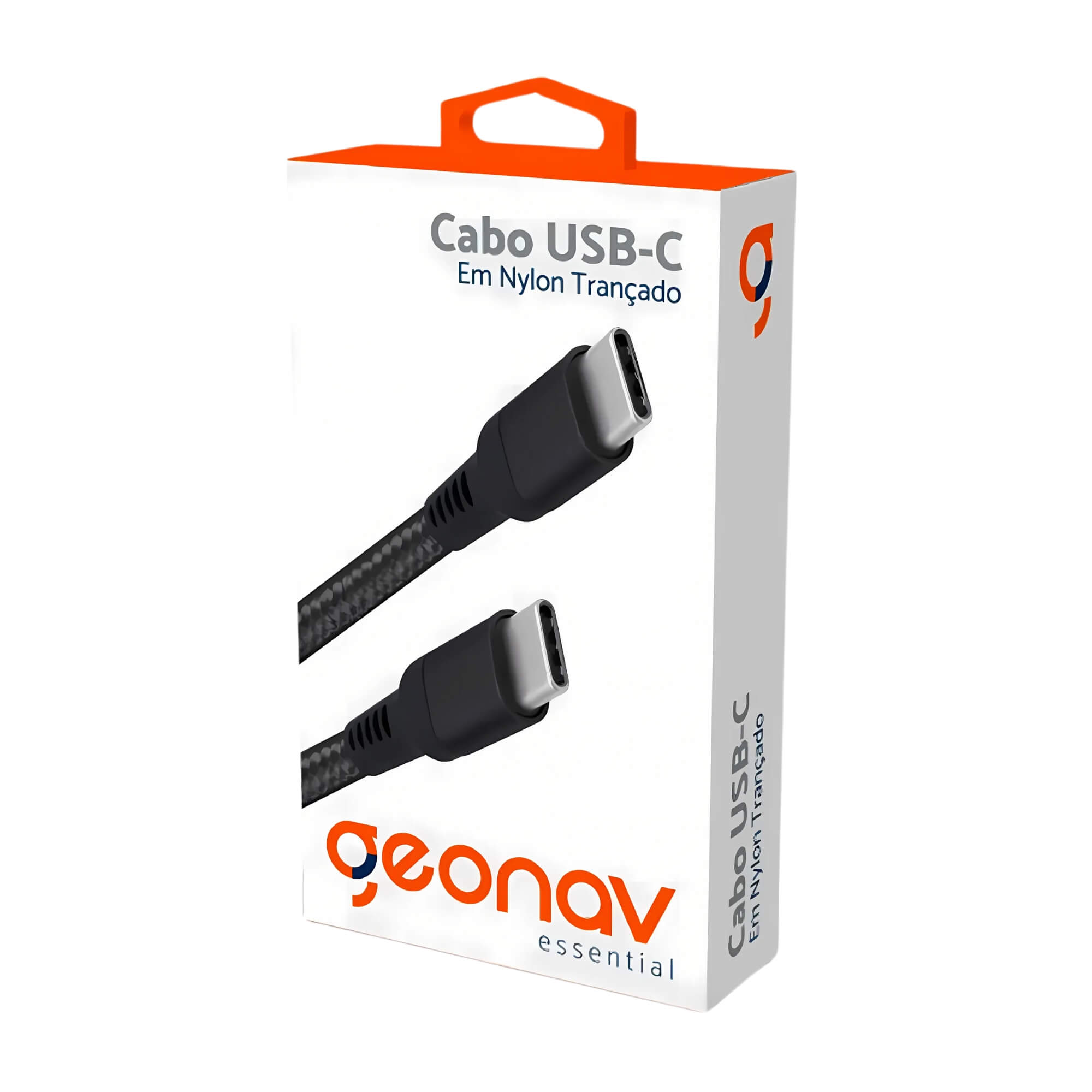 Cabo USB-C para USB-C em Nylon Trançado 1,2m 100W Geonav - ESC06BK