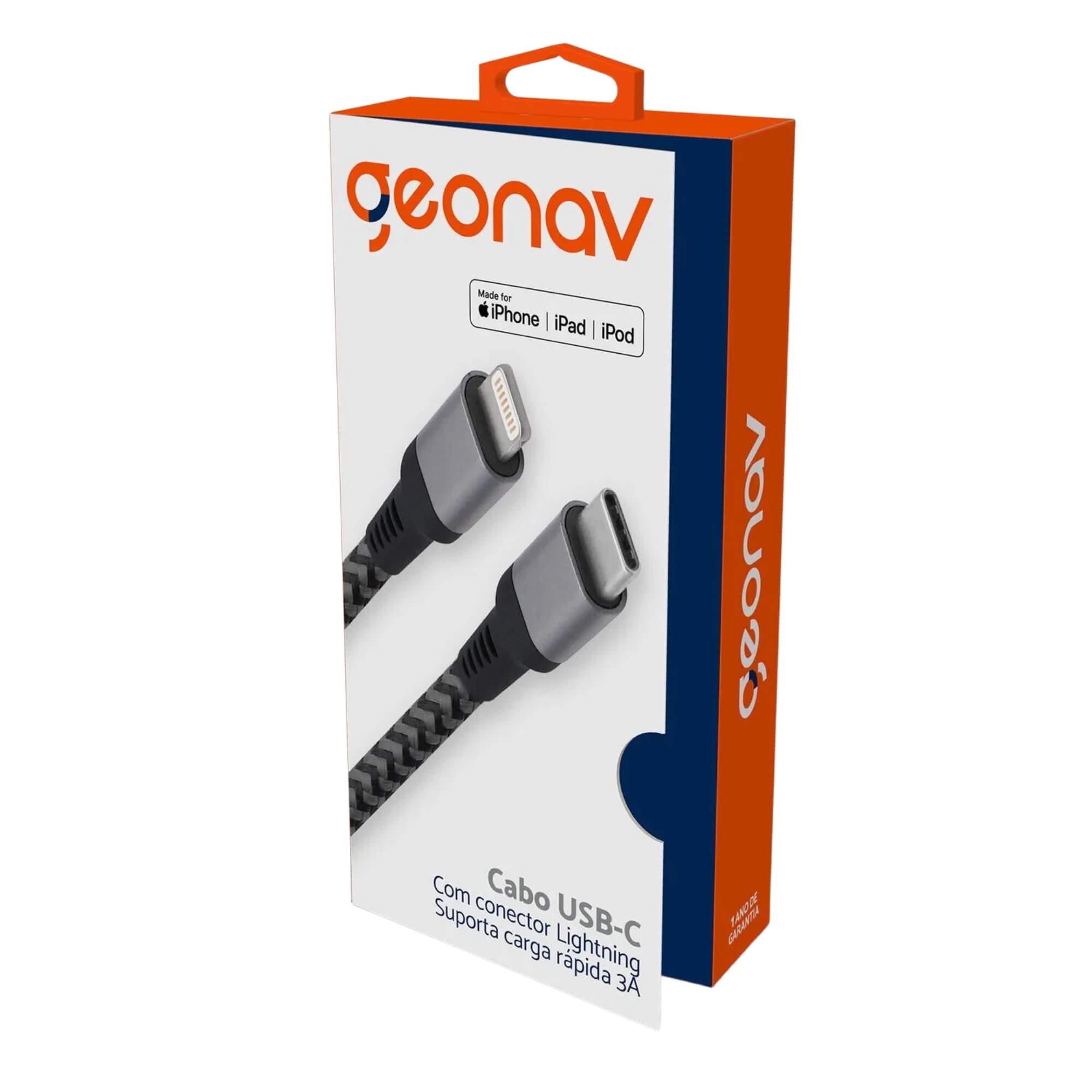 Cabo Lightning USB-C 1 com 1,5m para iPod, iPhone e iPad Geonav - LIUC01