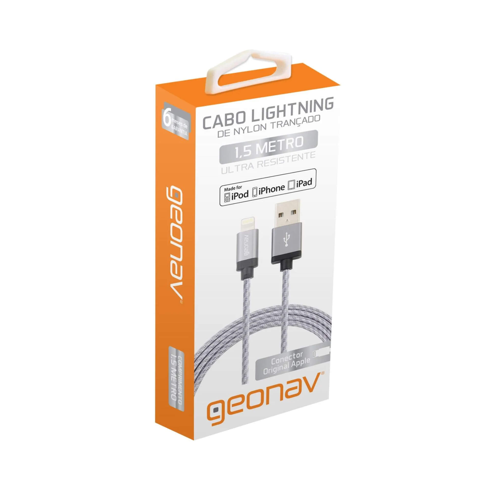 Cabo Lightning MFi para iPhone, iPad e iPod com 1,5 Metros Geonav - LIGH10T