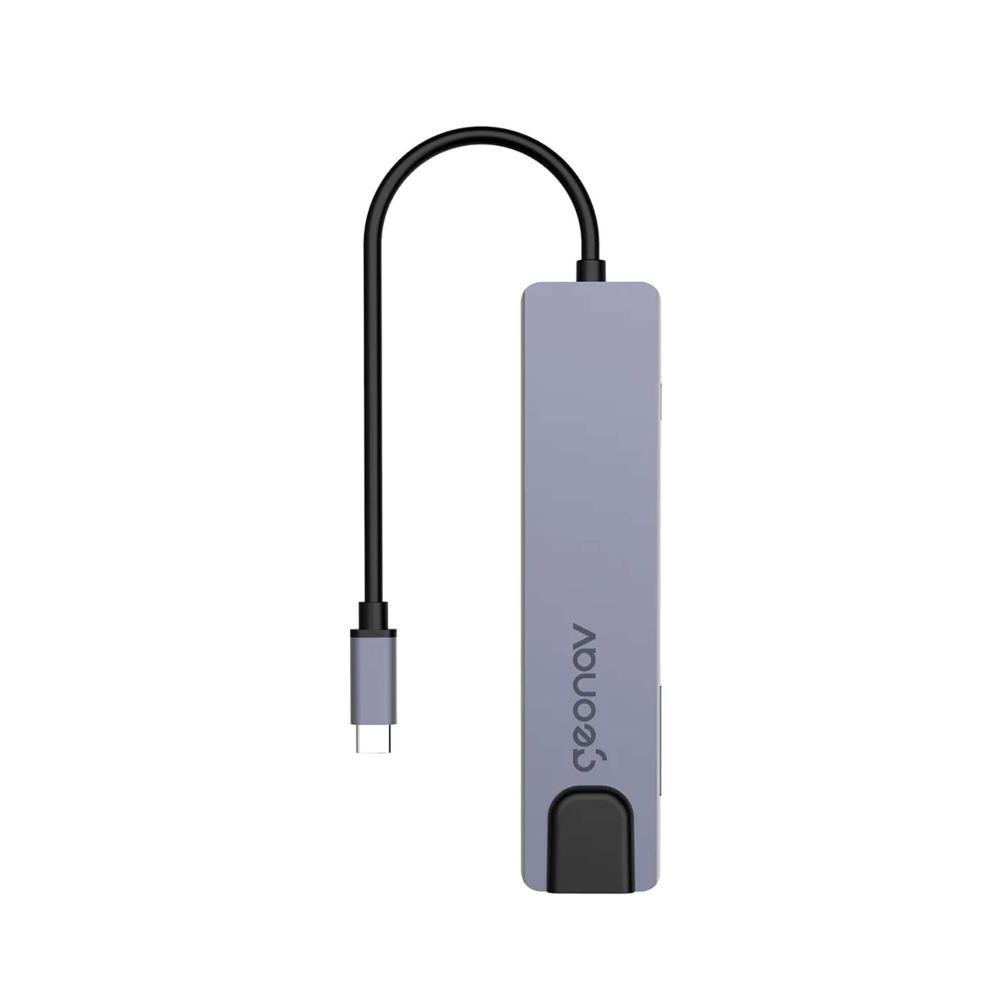 Cabo Adaptador Multiportas USB-C em Alumínio e 19cm de Extensão Cinza e Preto Geonav - UCA11