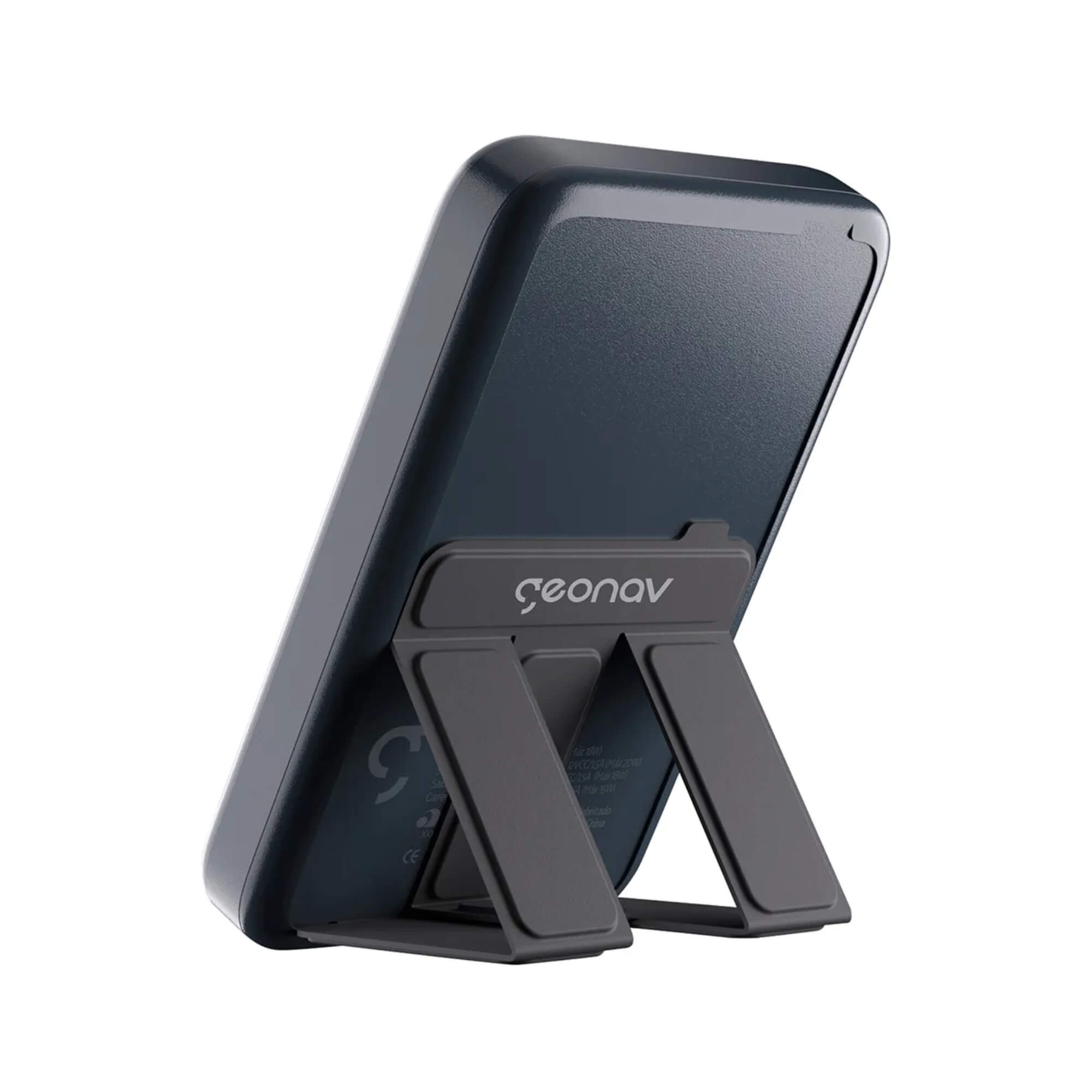Carregador Portátil por Indução 10.000mAh com Suporte Dobrável Cinza Geonav - PB10MAGSG
