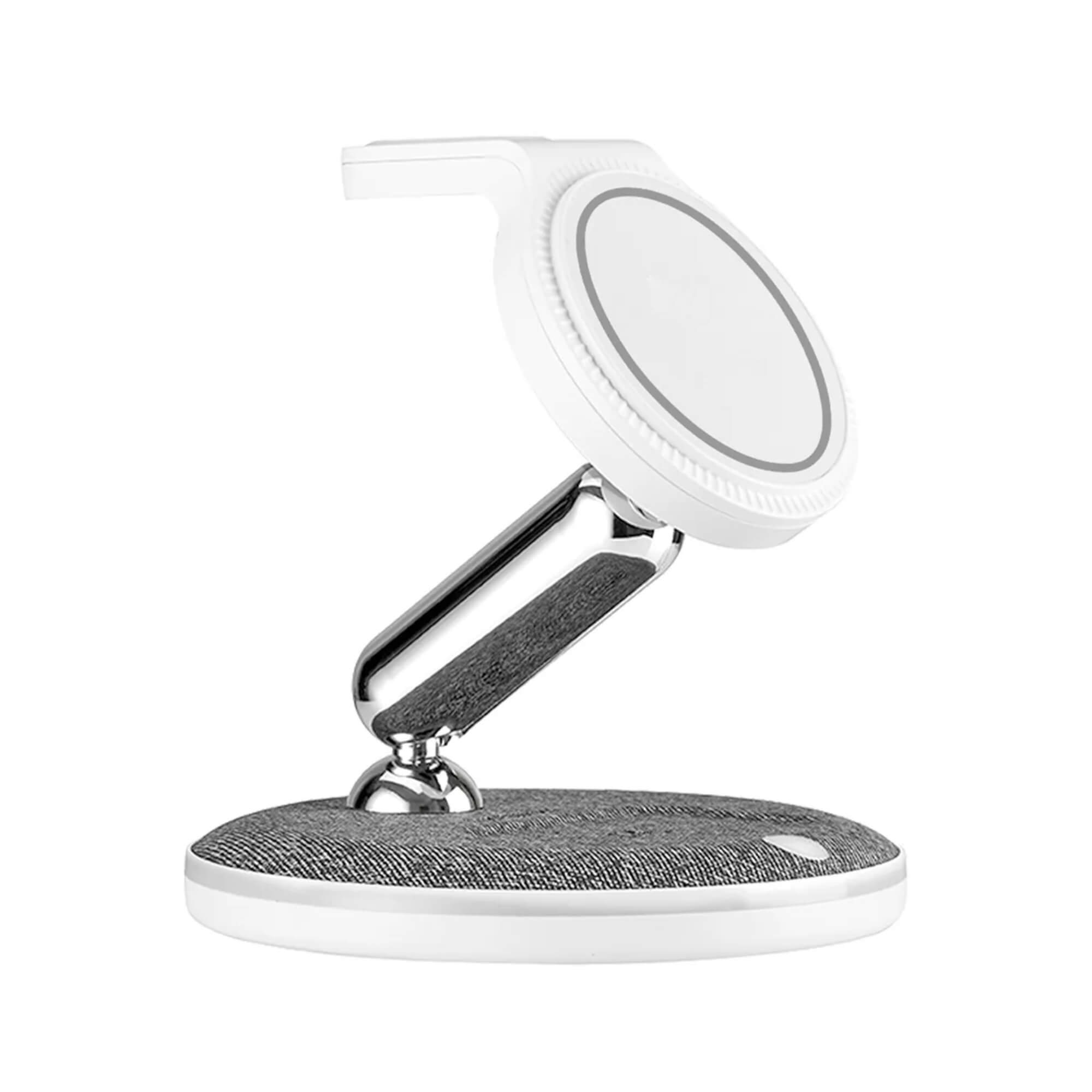 Carregador de Mesa por Indução 3 em 1 Compatível com Smartphones Padrão Qi Branco Geonav - CH31MAG