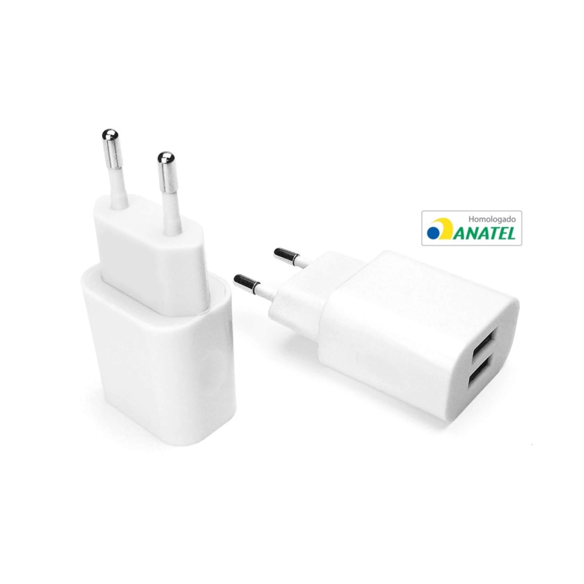 Carregador de Parede Universal Bivolt com 2 Saídas USB 2,1 10W Branco Geonav - ESACW2